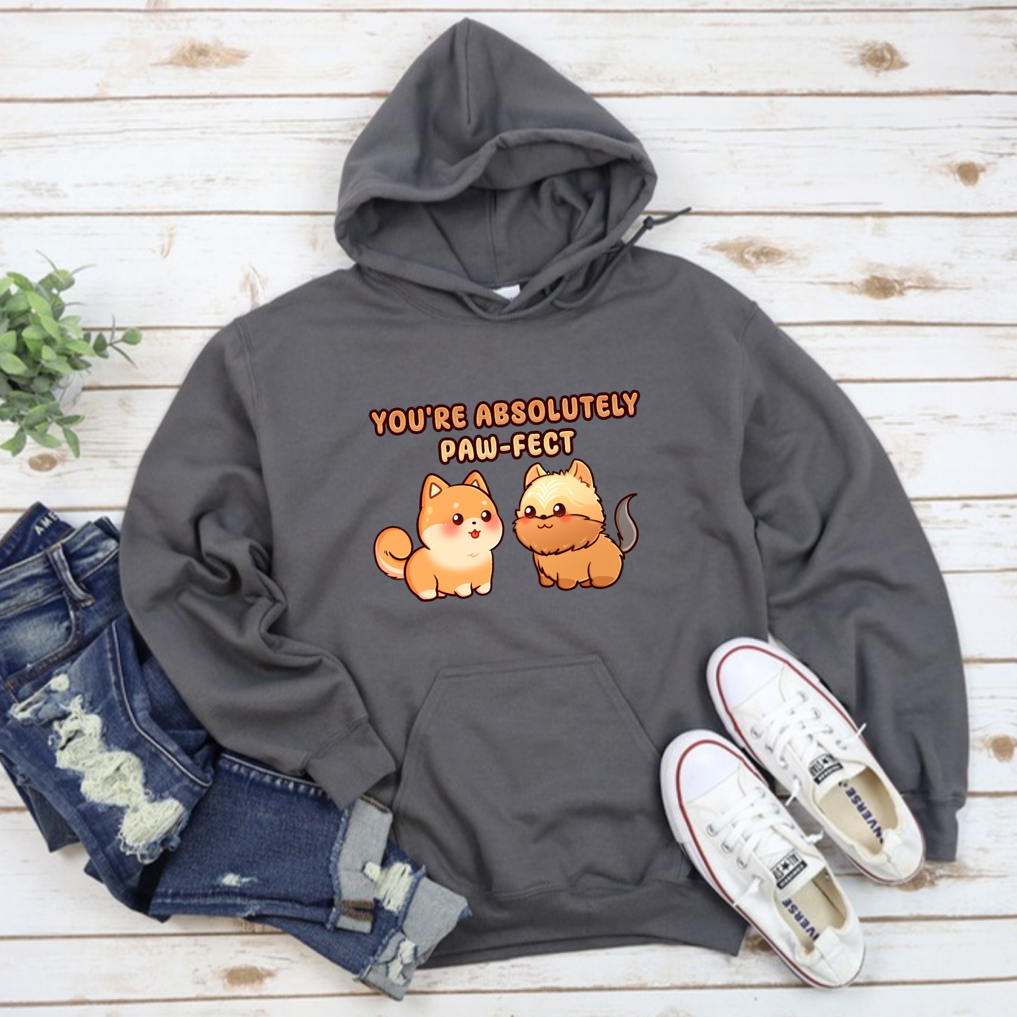 You're Absolutely Paw-fect Dog Couple - Shiba Inu & Yorkshire Terrier Hoodie