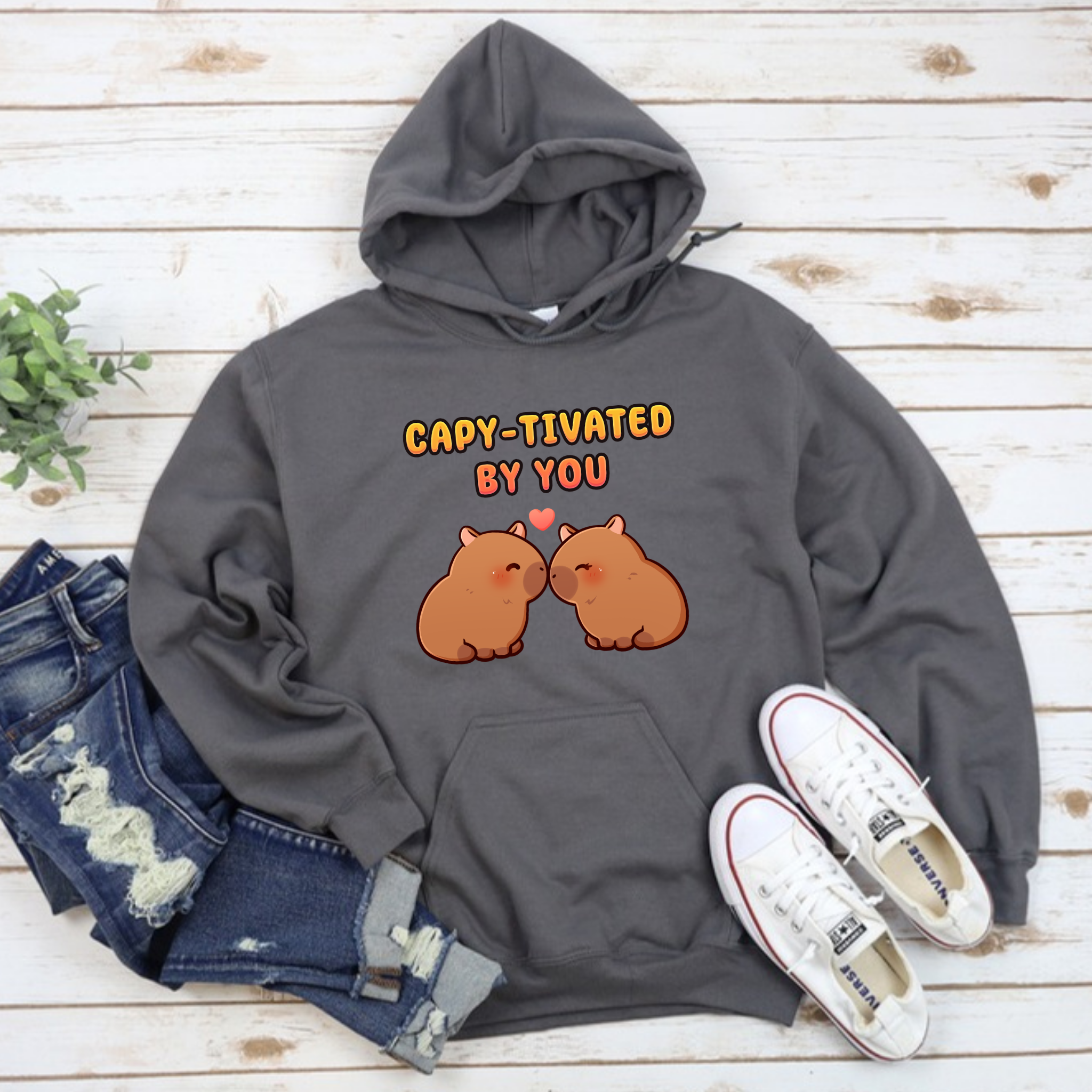 Capy-tivated by You Capybara Couple Hoodie