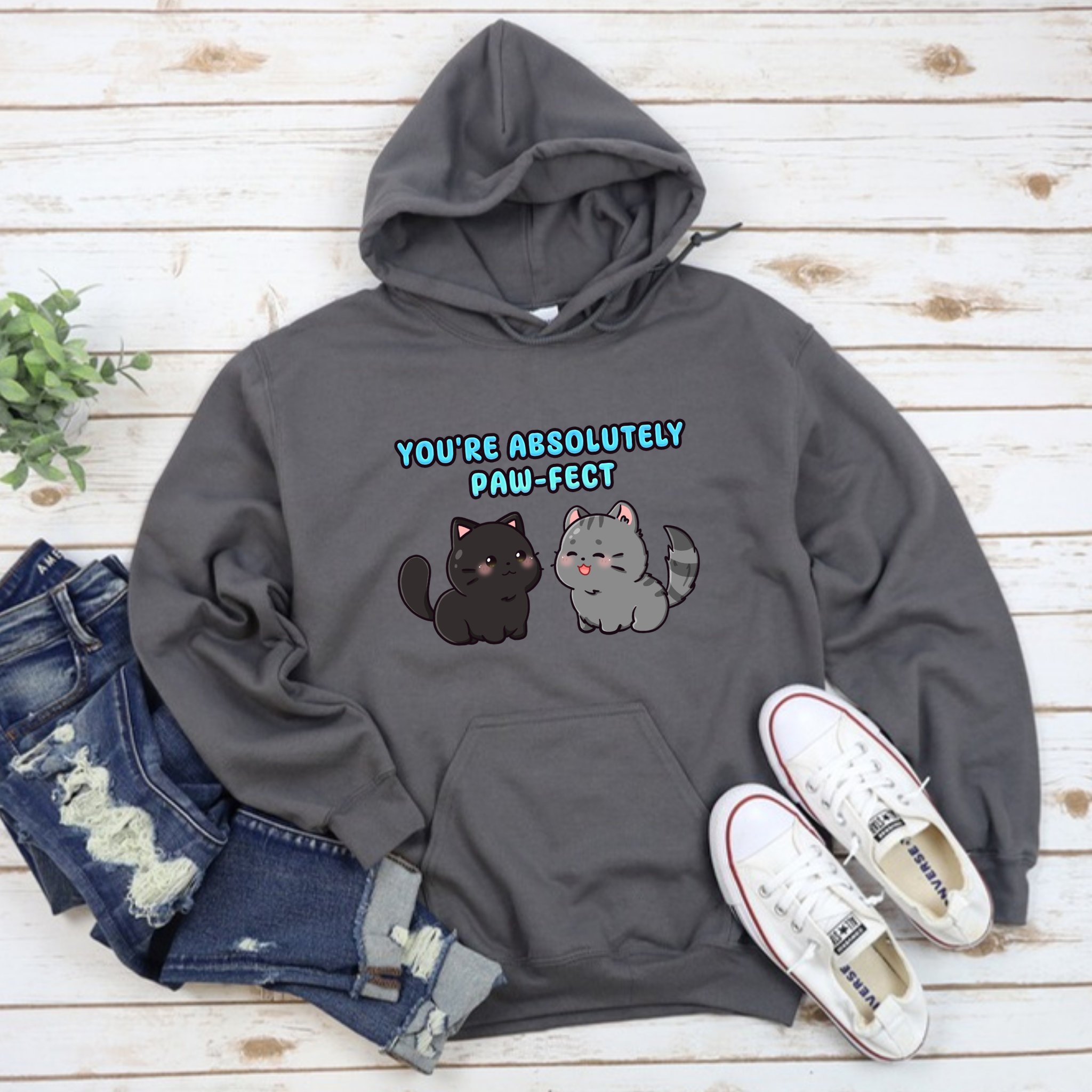 You're Absolutely Paw-Fect Cat Couple Hoodie