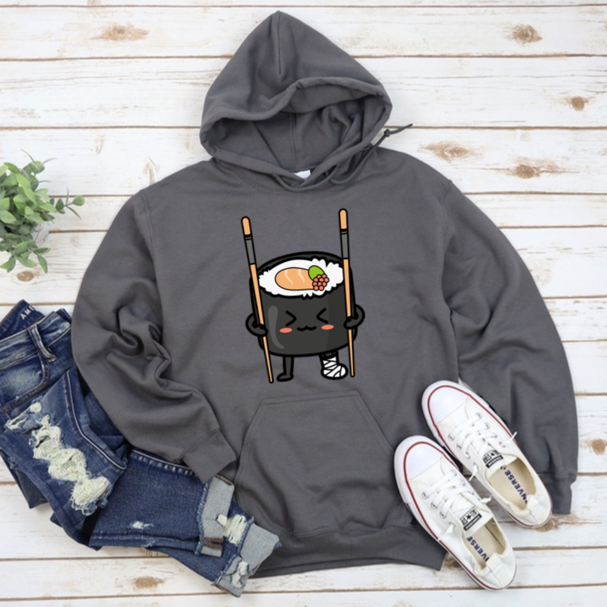 Sushi on Chopstick Crutches Hoodie