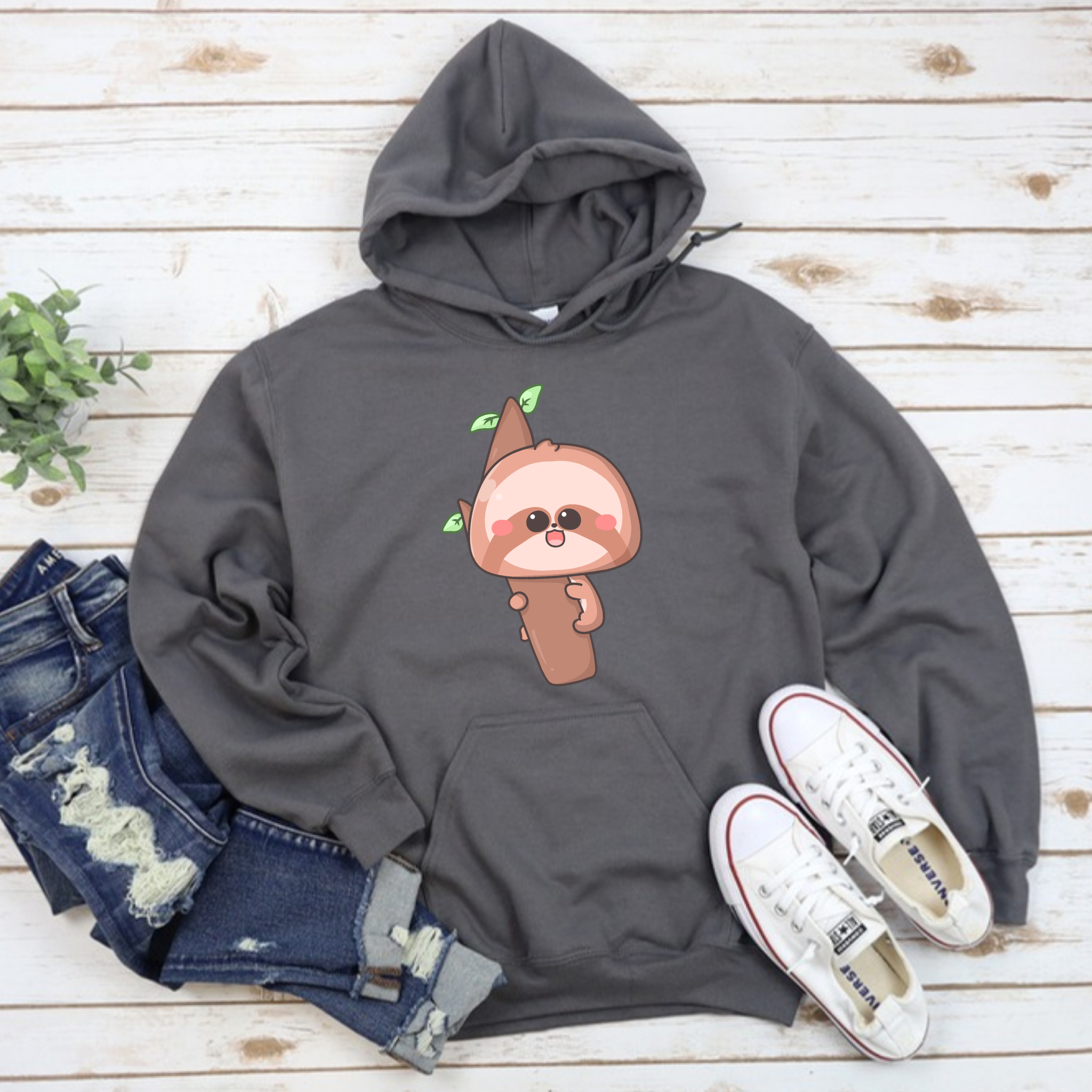 Baby Sloth on a Tree Branch Hoodie
