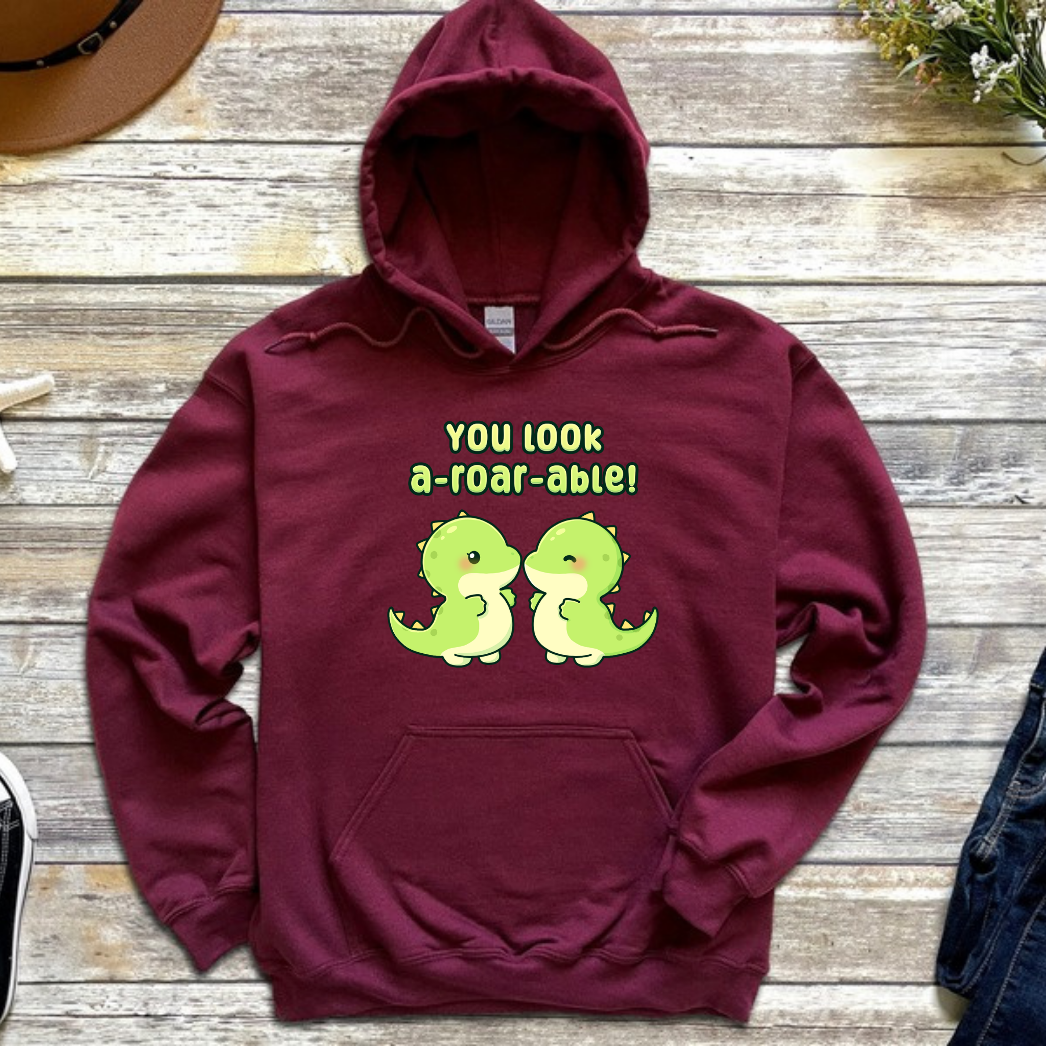 You Look A-Roar-Able! Dinosaur Couple Hoodie