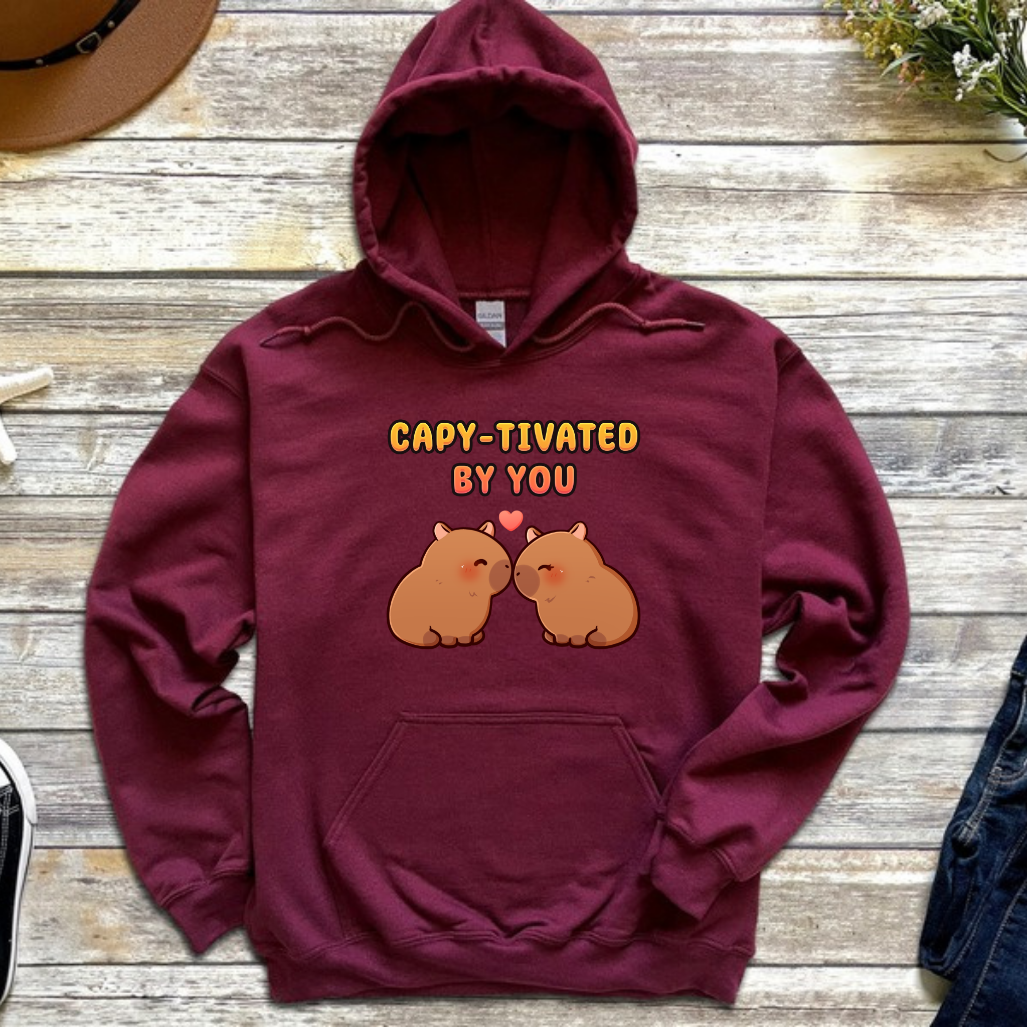 Capy-tivated by You Capybara Couple Hoodie