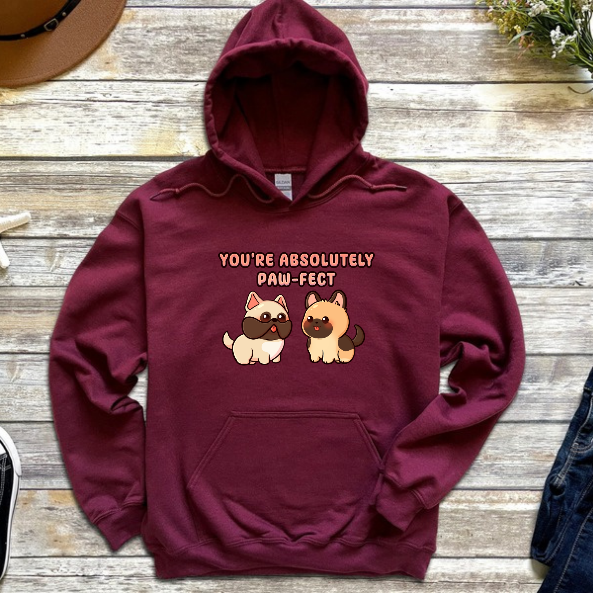 You're Absolutely Paw-fect Dog Couple - French Bulldog & German Shephard Hoodie