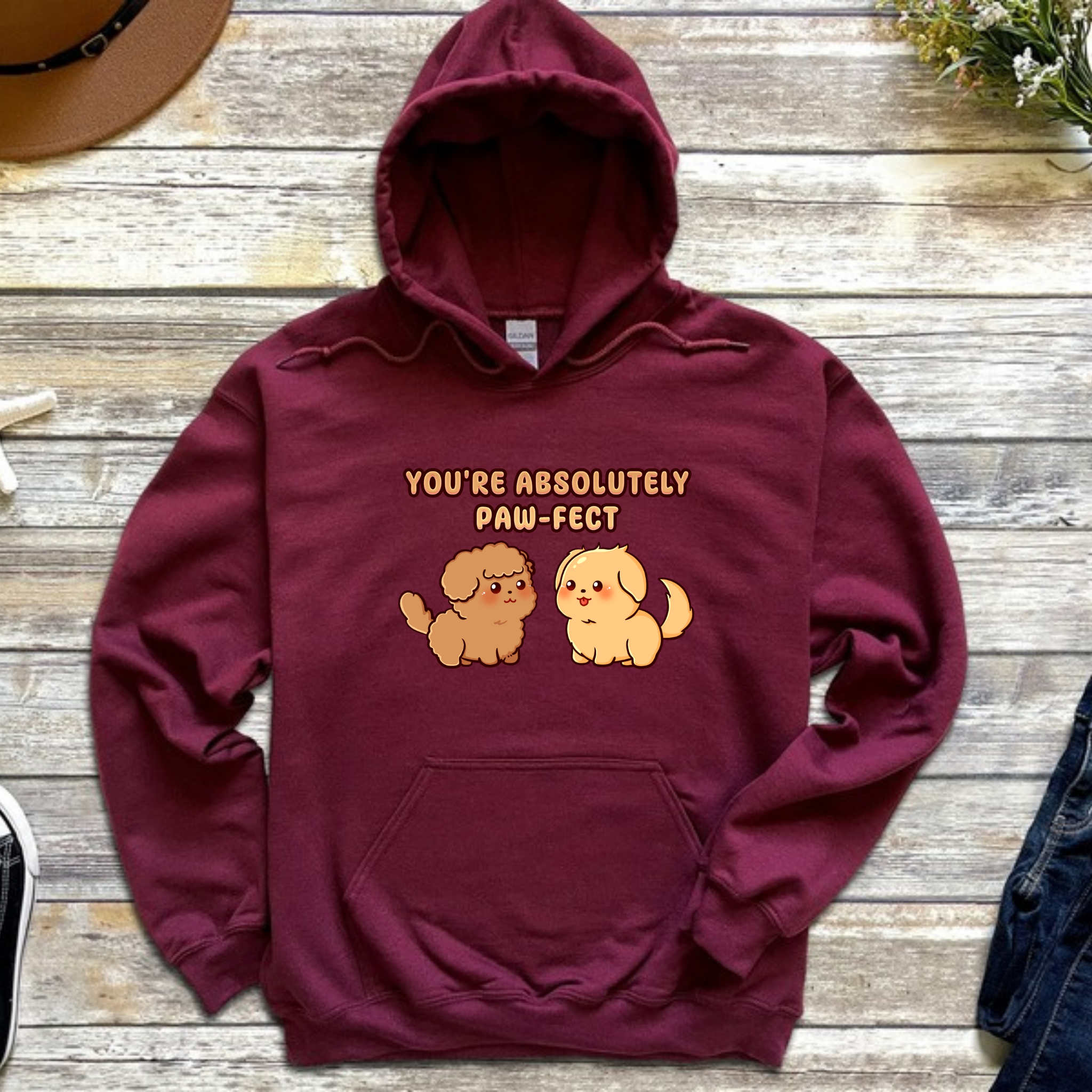 You're Absolutely Paw-Fect Dog Couple - Poodle & Golden Retriever Hoodie