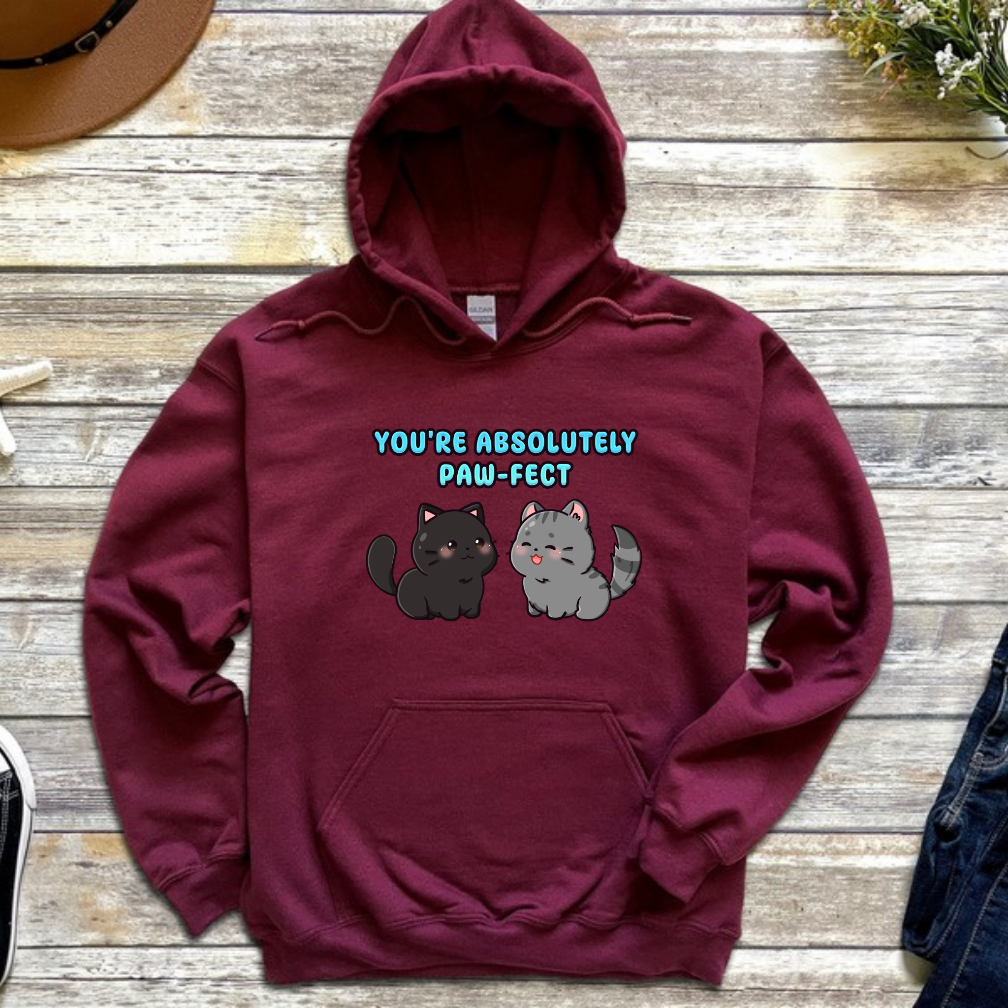 You're Absolutely Paw-Fect Cat Couple Hoodie