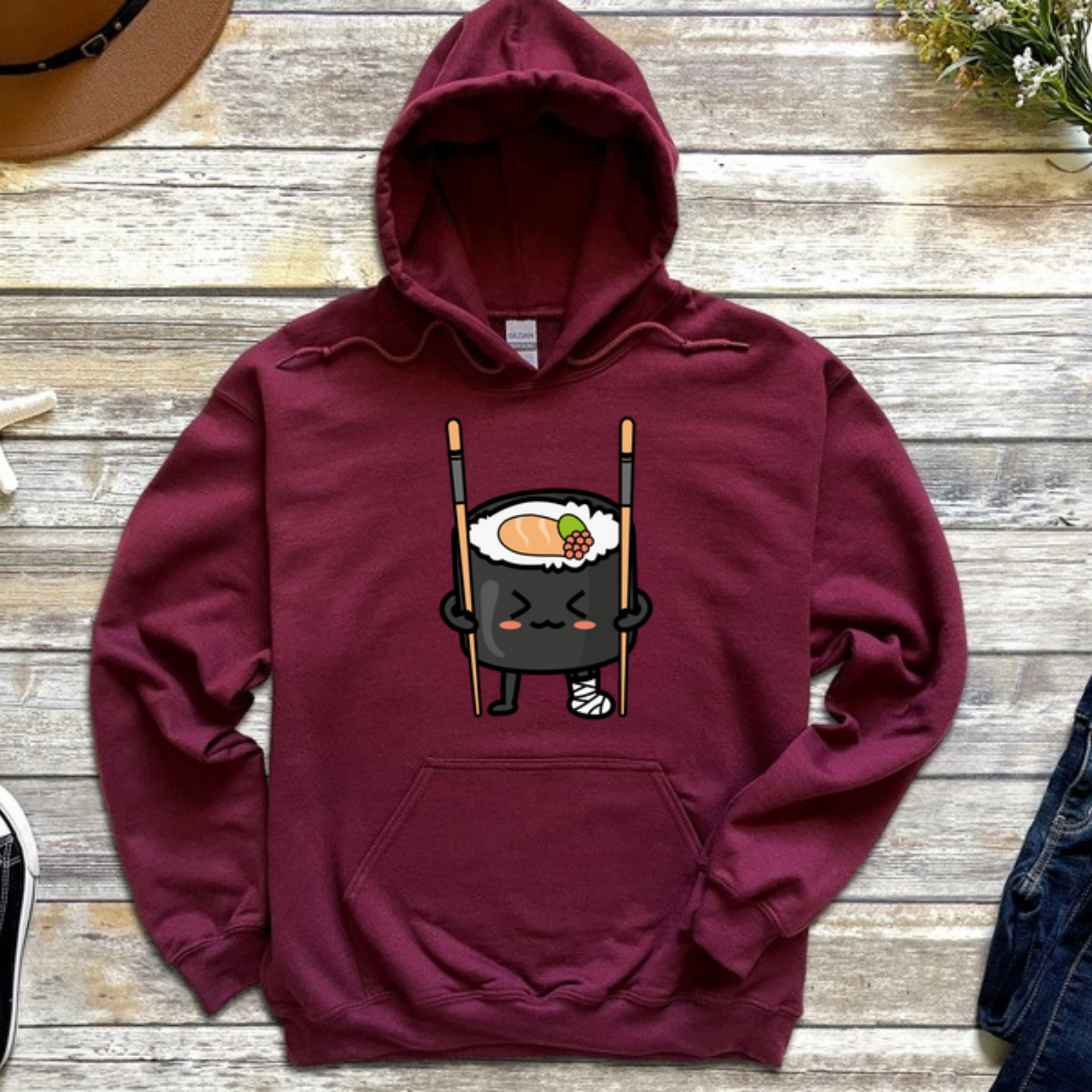 Sushi on Chopstick Crutches Hoodie