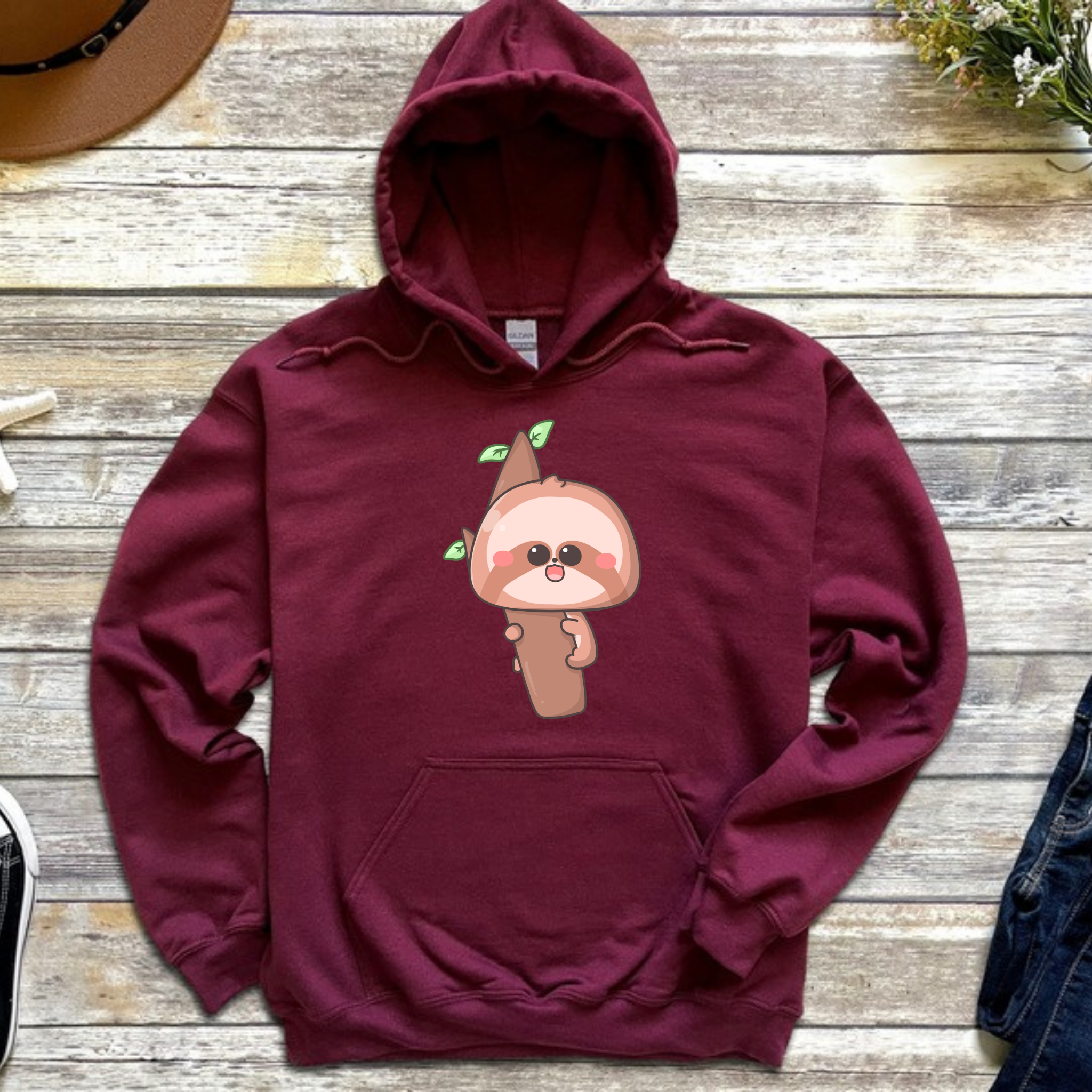Baby Sloth on a Tree Branch Hoodie