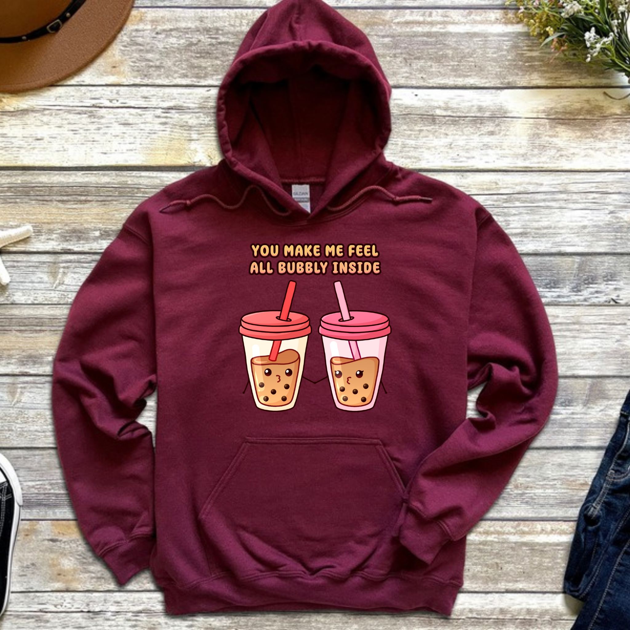 You Make Me Feel All Bubbly Inside Boba Tea Couple Hoodie
