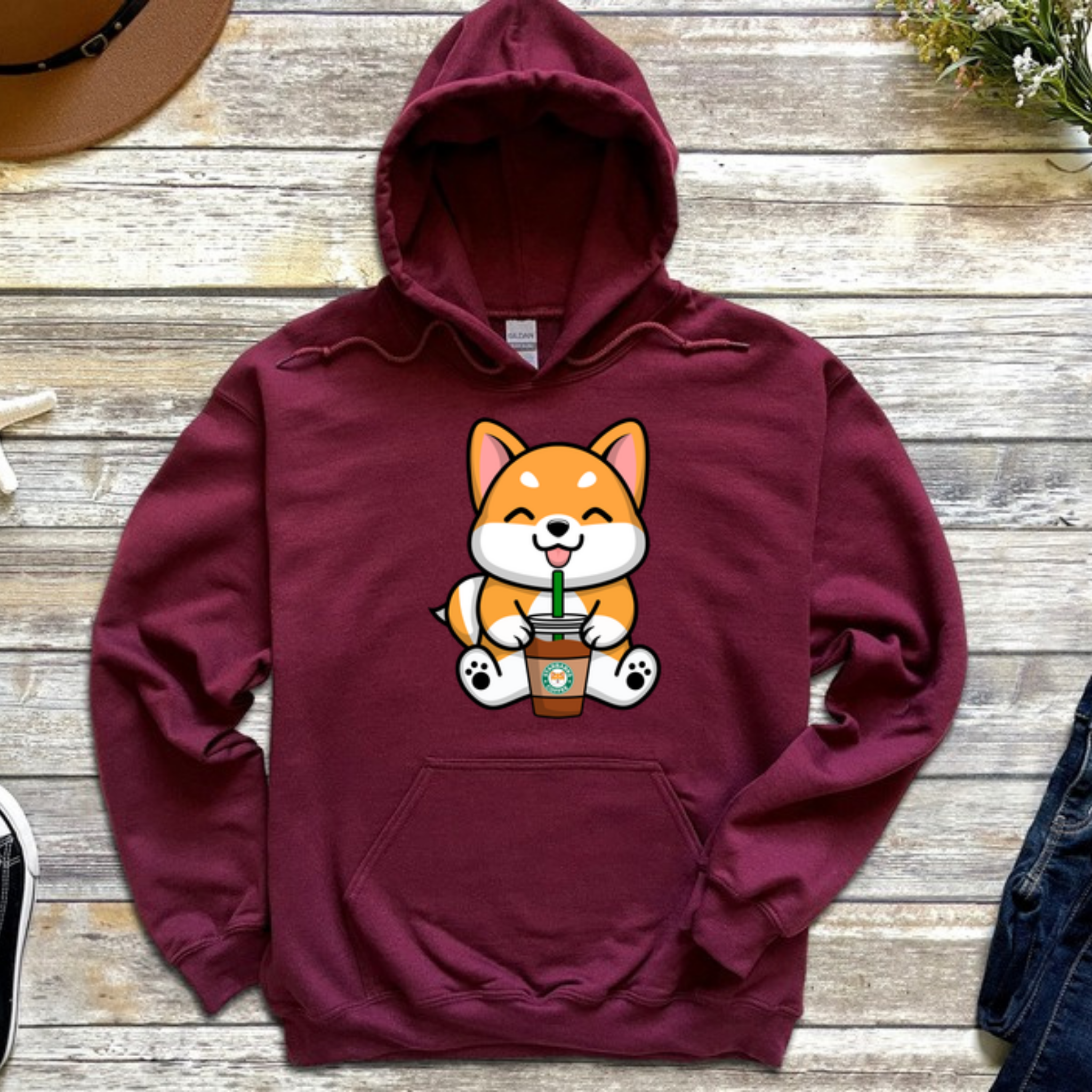Puppy with Coffee Hoodie