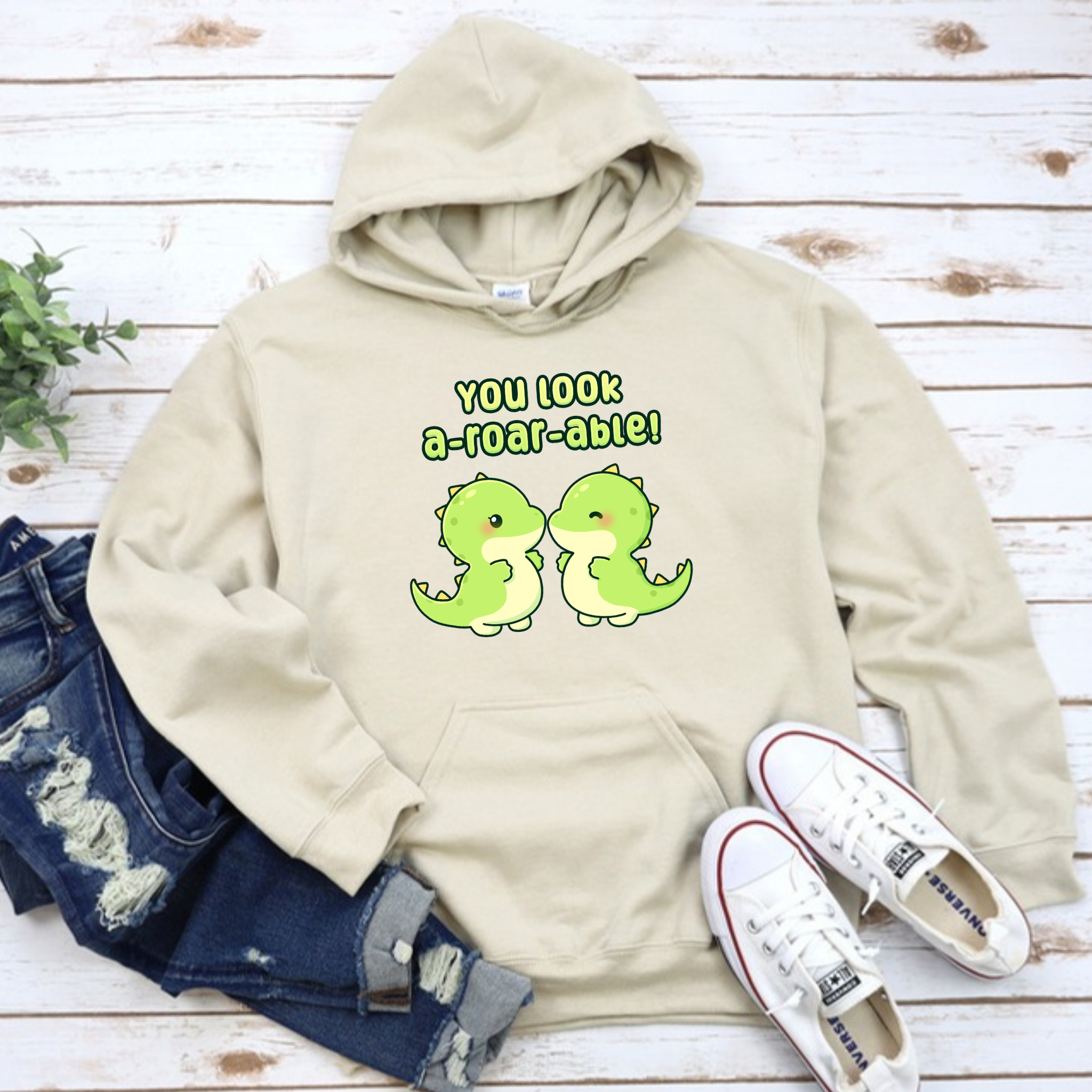 You Look A-Roar-Able! Dinosaur Couple Hoodie
