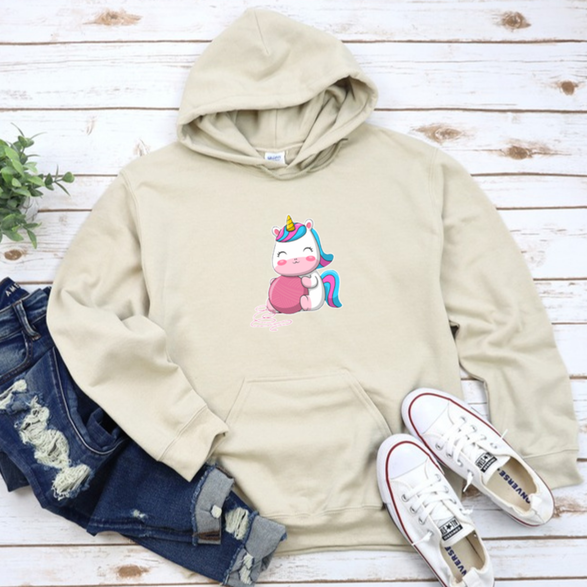 Rainbow Baby Unicorn with Yarn Hoodie
