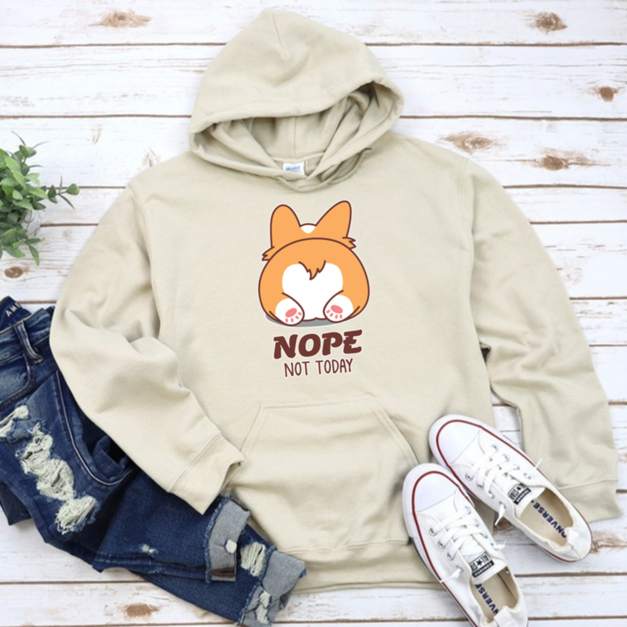 Nope Not Today Dog Butt Hoodie