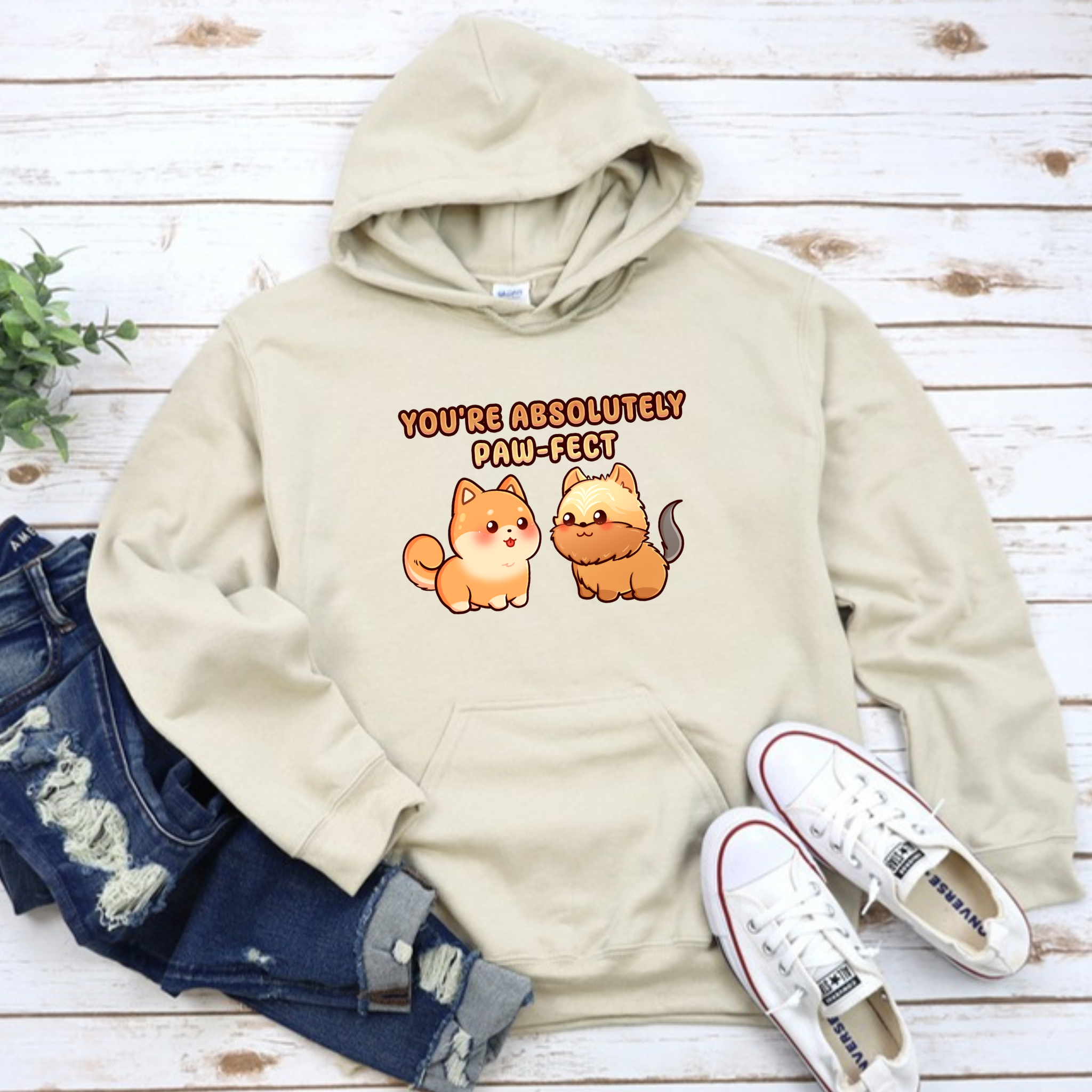 You're Absolutely Paw-fect Dog Couple - Shiba Inu & Yorkshire Terrier Hoodie
