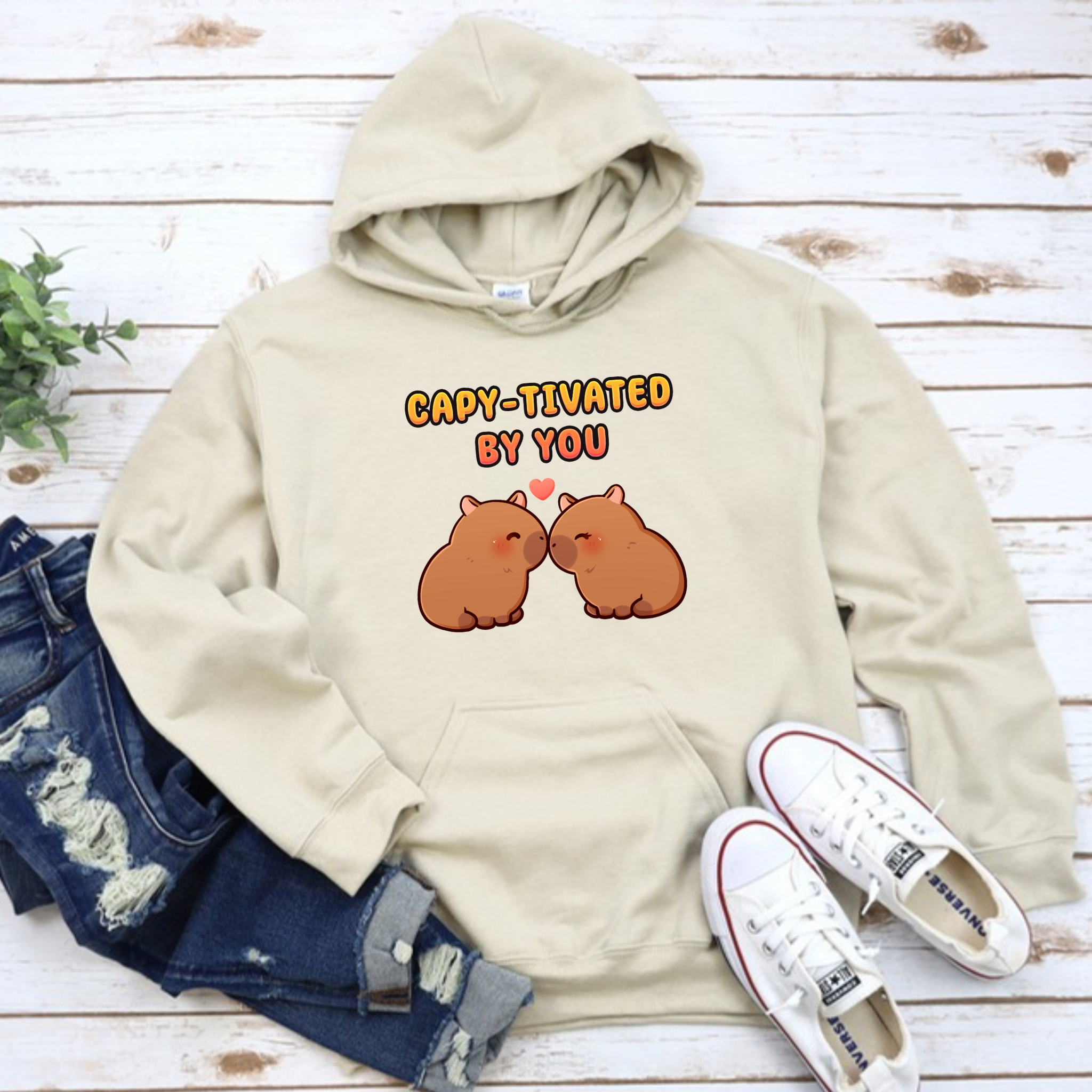 Capy-tivated by You Capybara Couple Hoodie