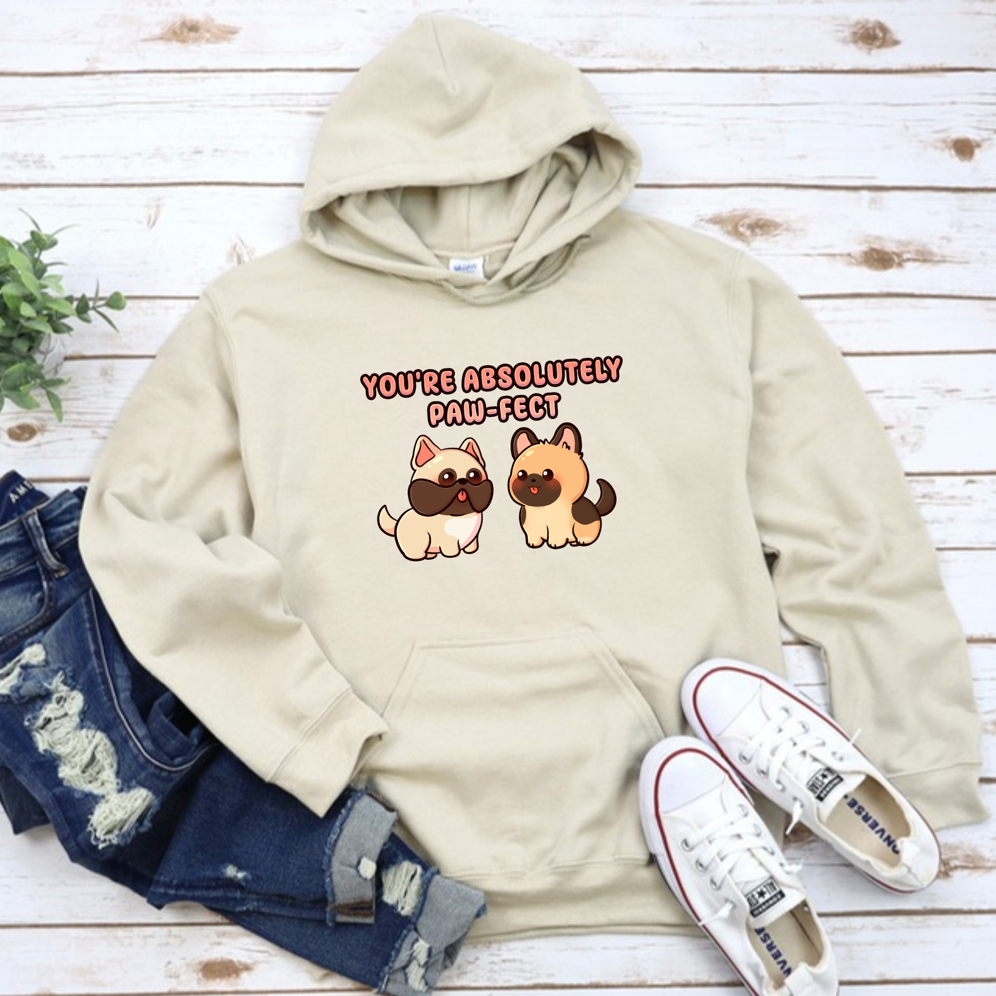 You're Absolutely Paw-fect Dog Couple - French Bulldog & German Shephard Hoodie