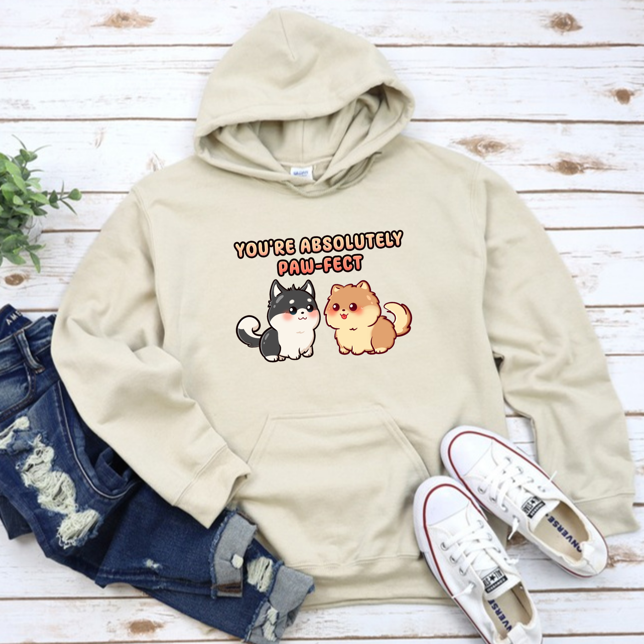 You're Absolutely Paw-fect Dog Couple - Husky & Pomeranian Hoodie