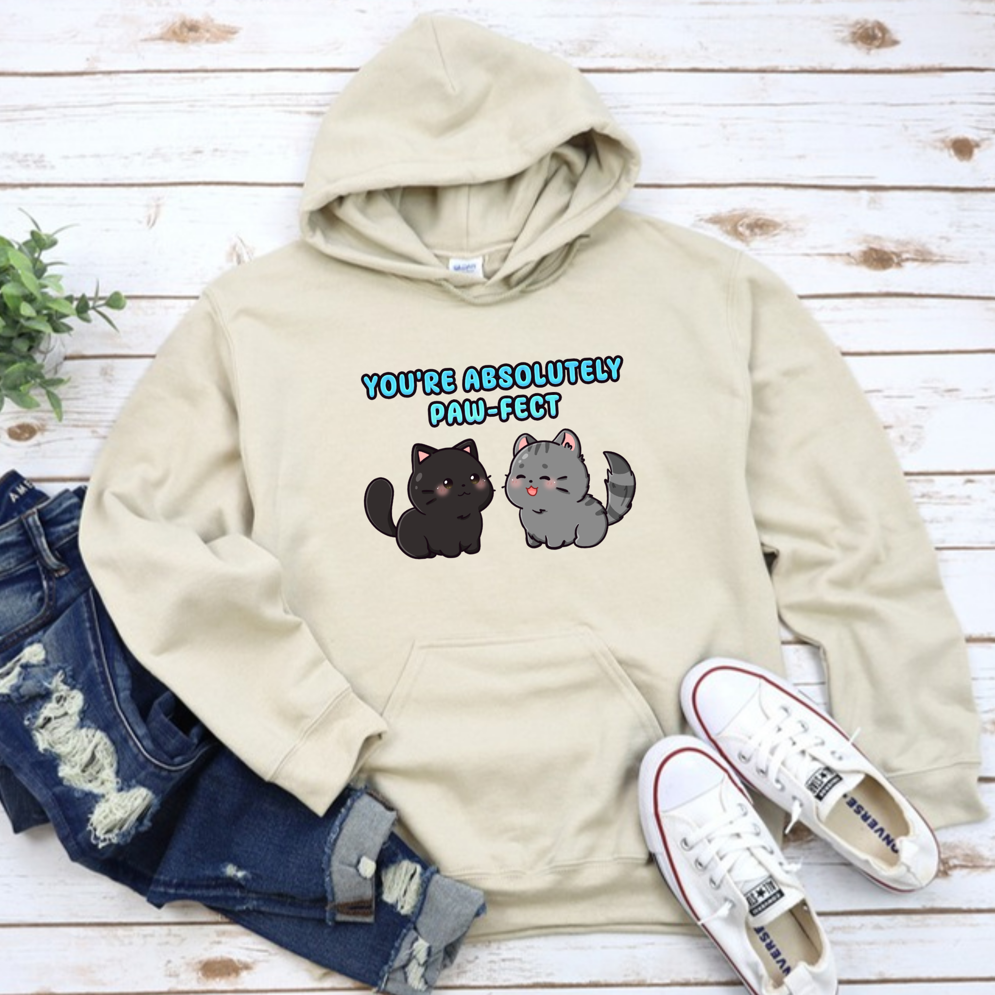 You're Absolutely Paw-Fect Cat Couple Hoodie