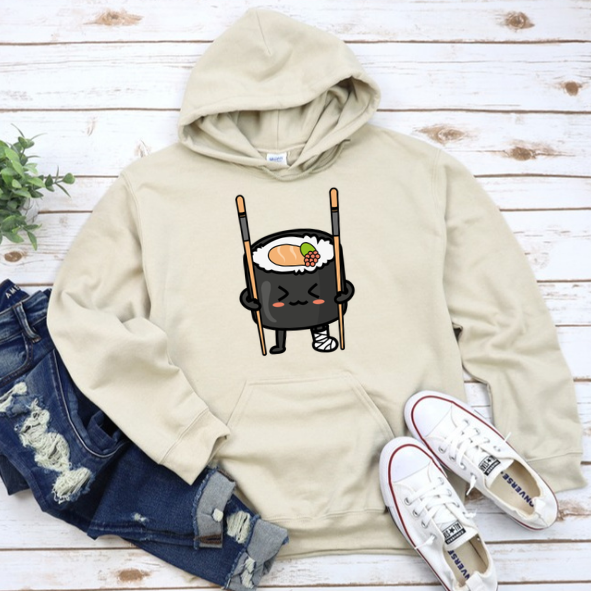 Sushi on Chopstick Crutches Hoodie
