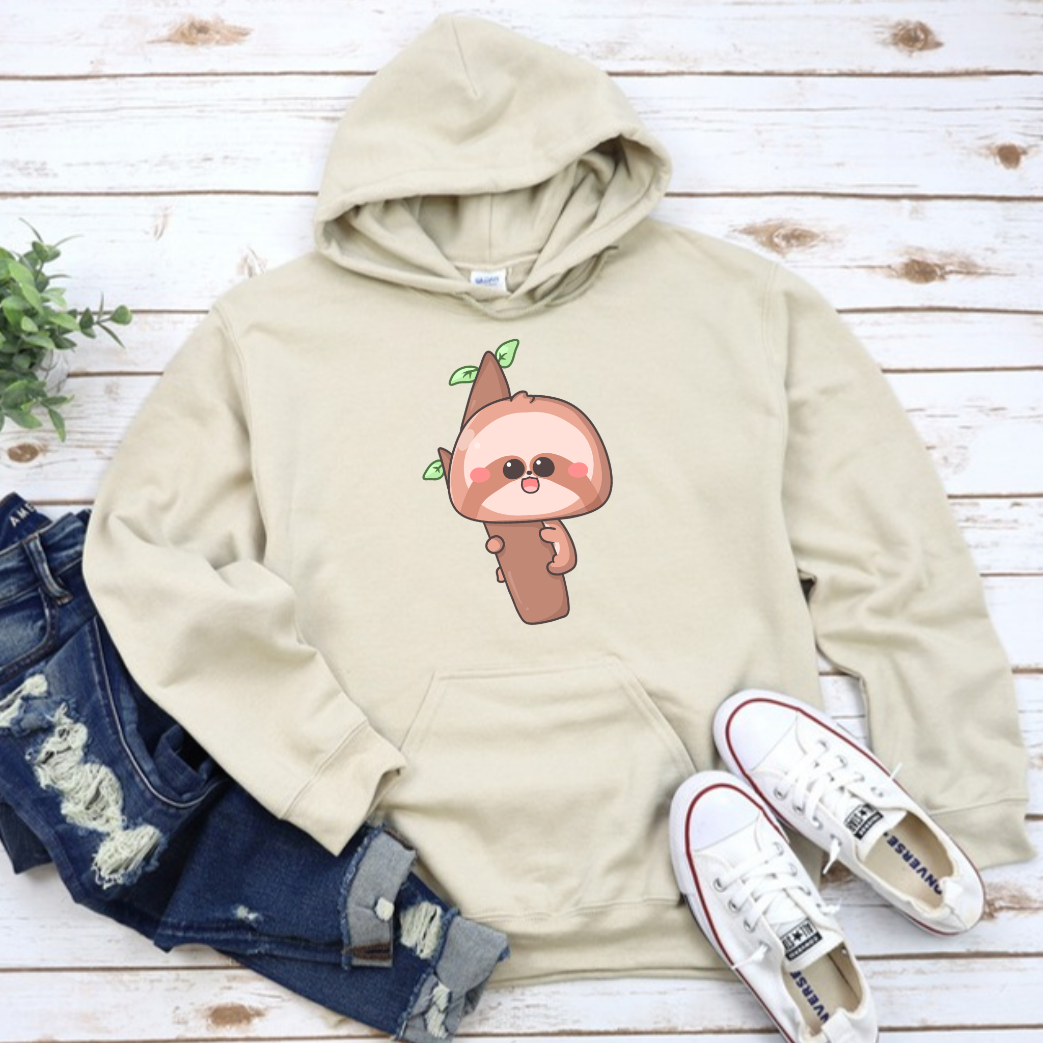 Baby Sloth on a Tree Branch Hoodie