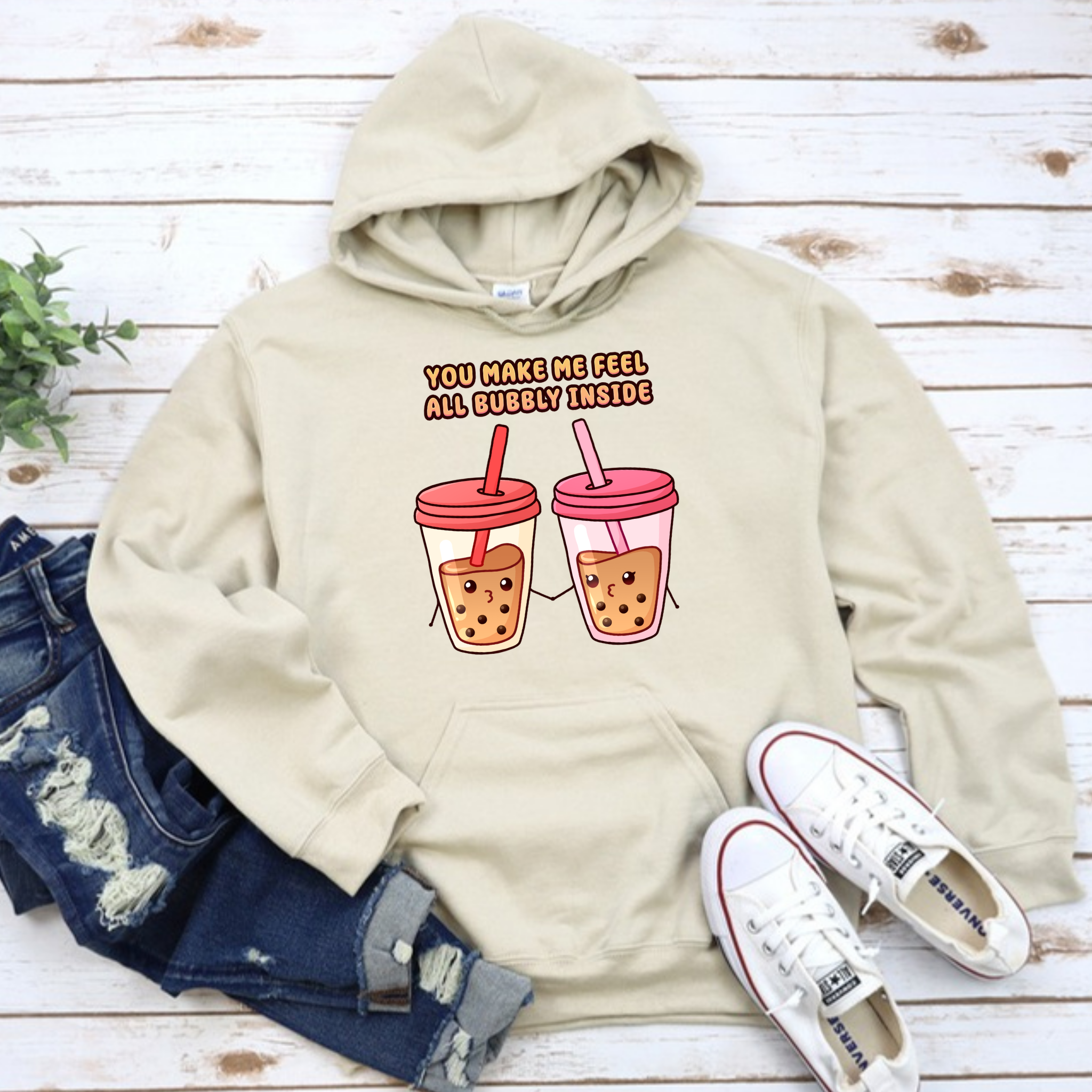You Make Me Feel All Bubbly Inside Boba Tea Couple Hoodie