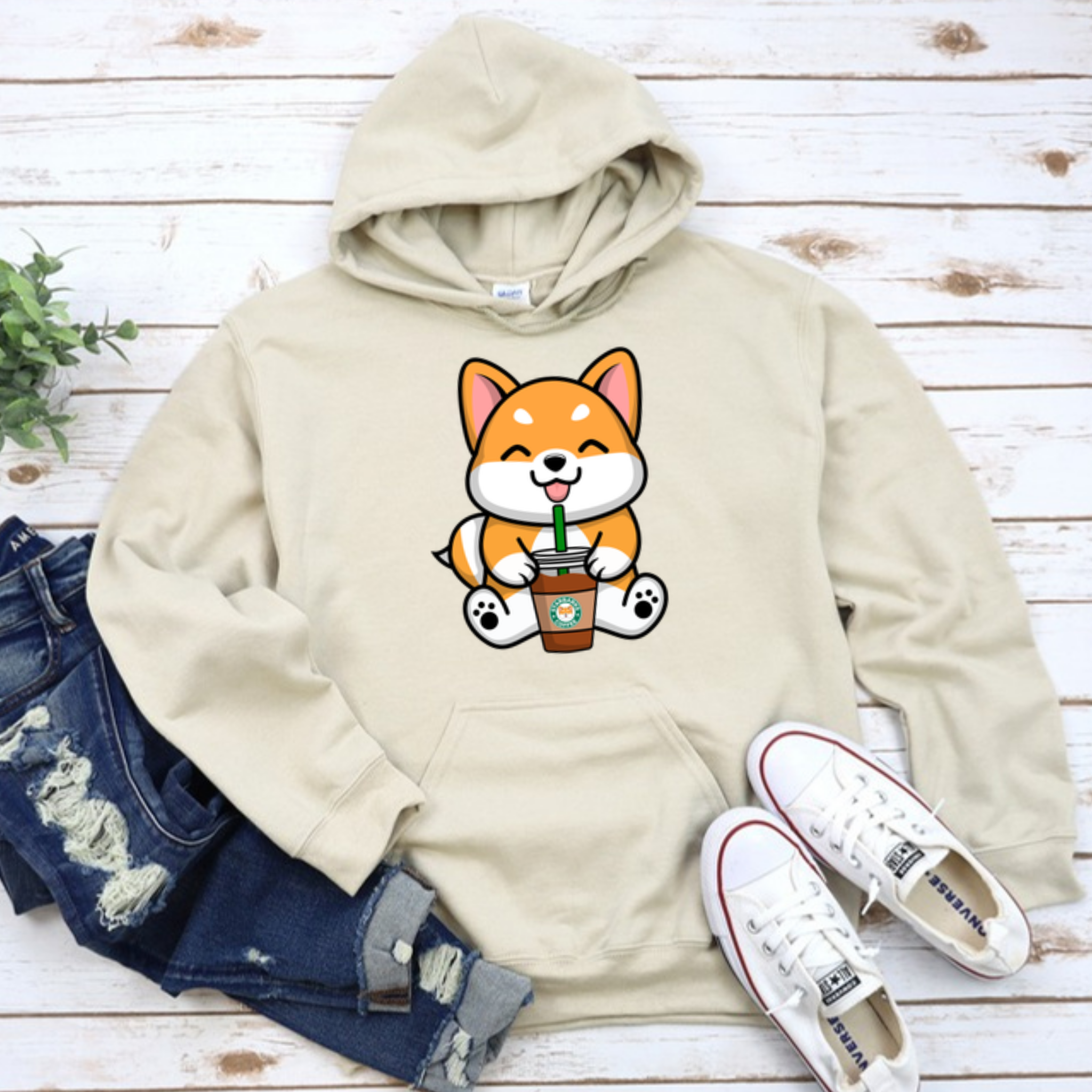 Puppy with Coffee Hoodie