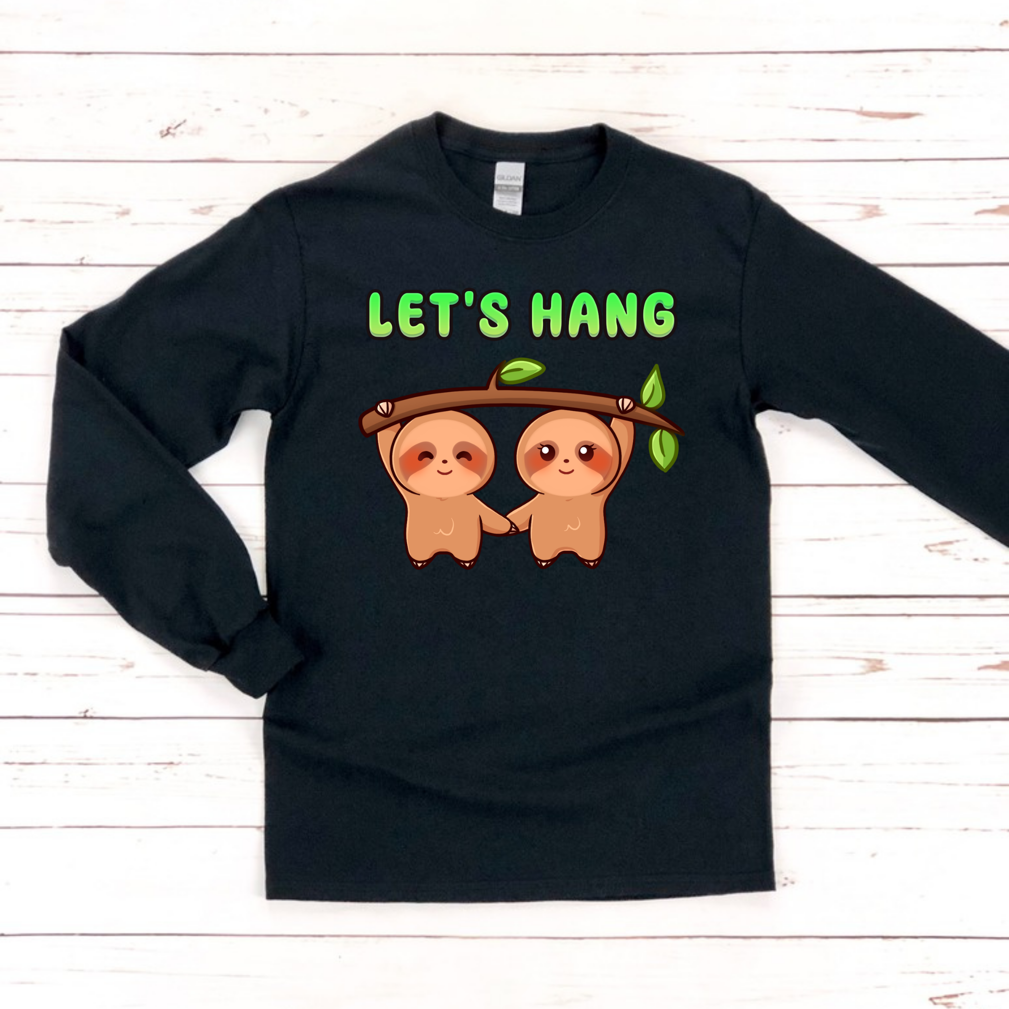 Let's Hang Sloth Couple Long Sleeve Shirt