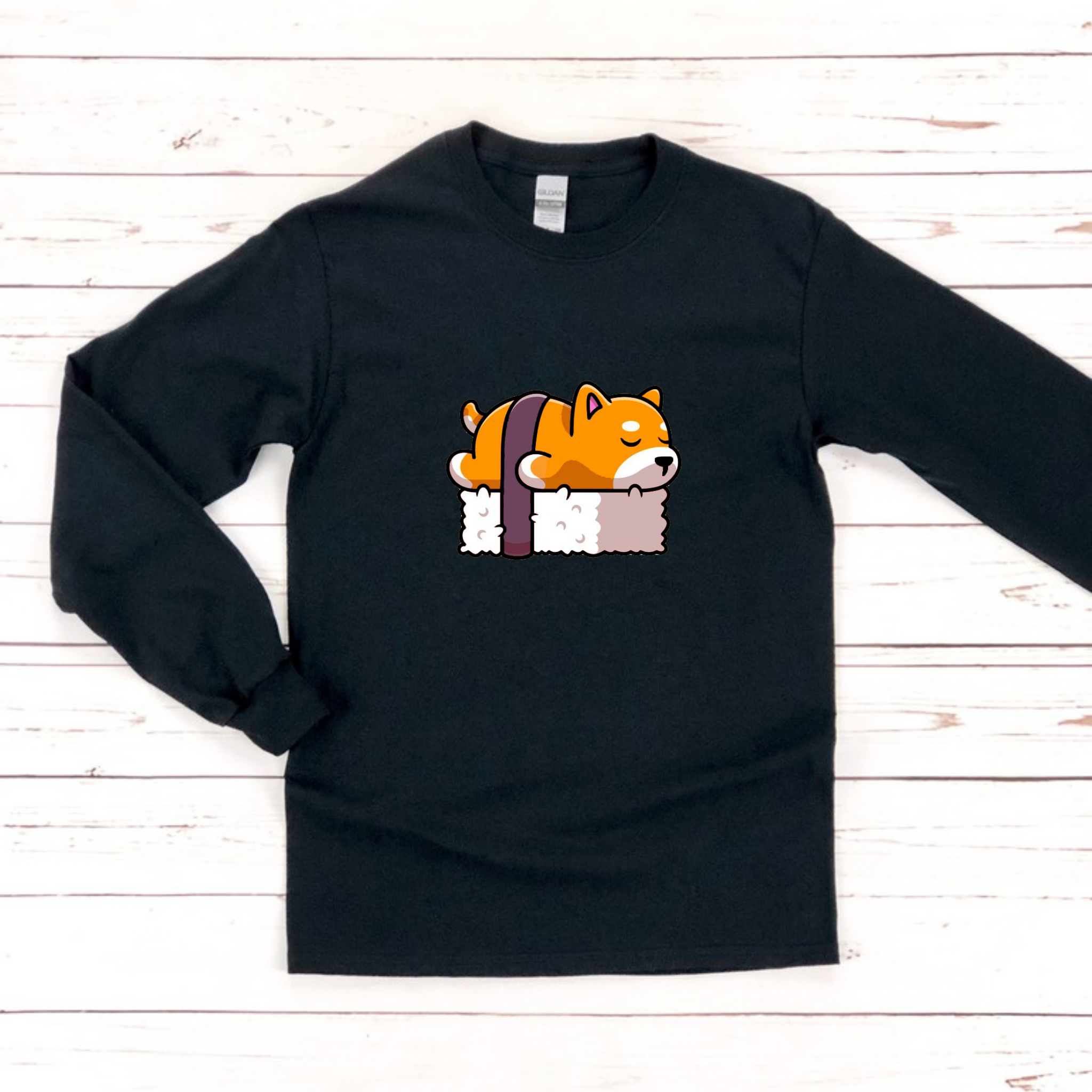 Dog Sleeping on Sushi Long Sleeve Shirt
