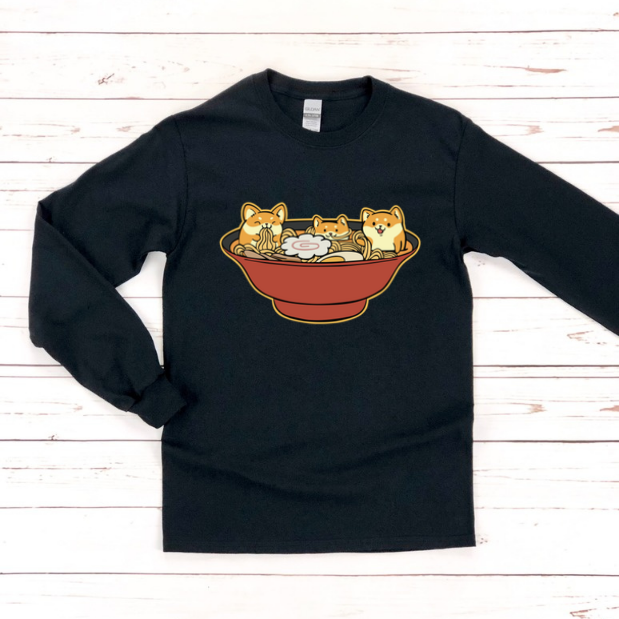 Shiba Inu Ramen Bowl Long Sleeve Shirt