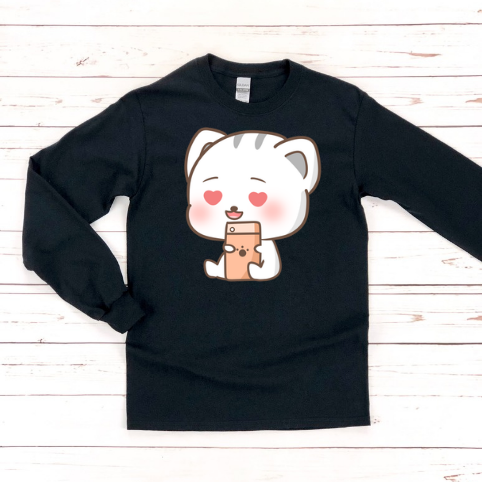 Texting in Love Kitten Long Sleeve Shirt