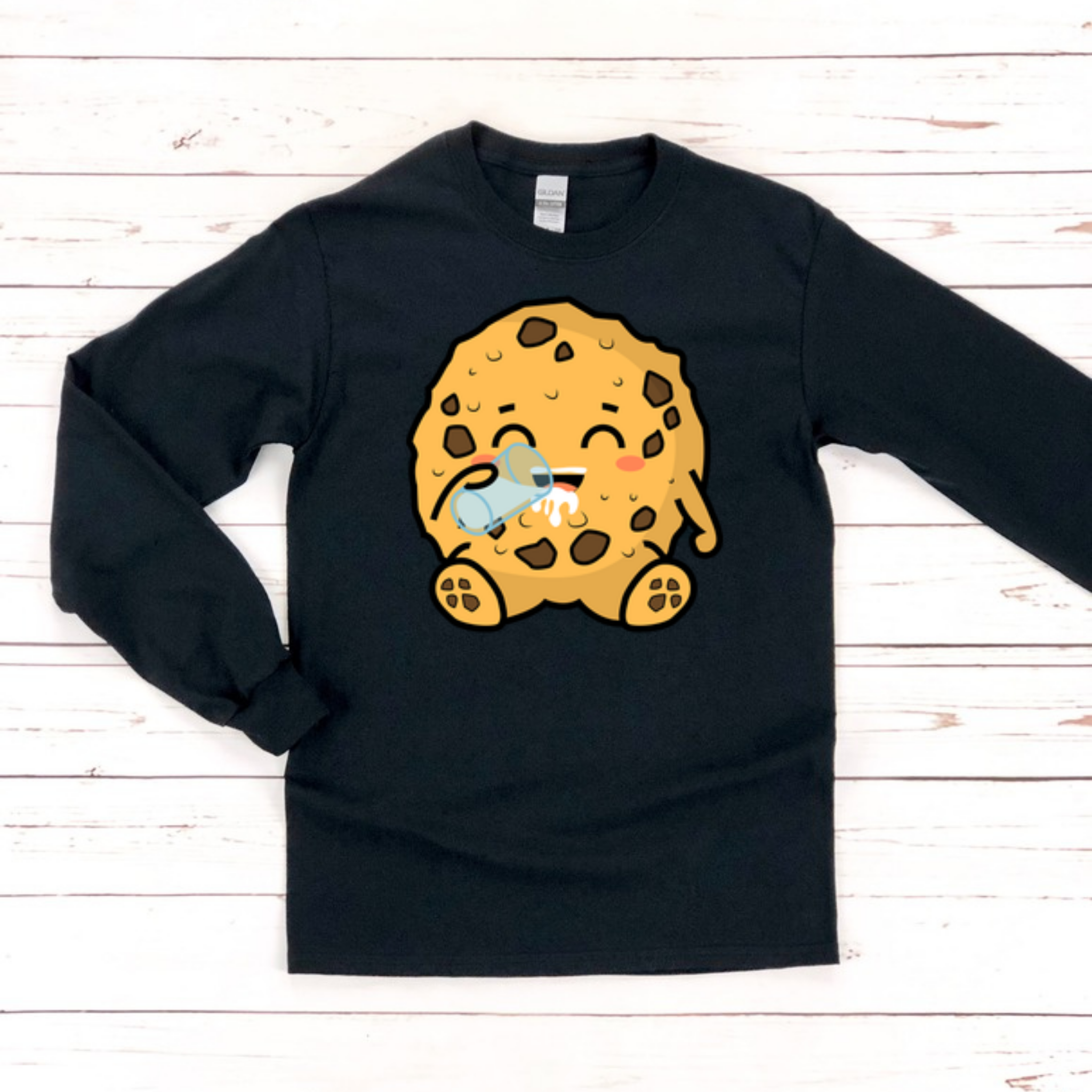 Cookie Drinking Milk Long Sleeve Shirt