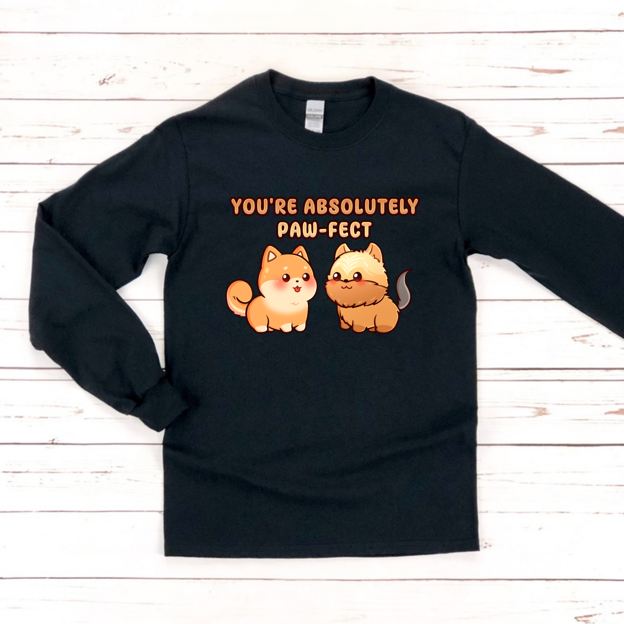 You're Absolutely Paw-fect Dog Couple - Shiba Inu & Yorkshire Terrier Long Sleeve Shirt
