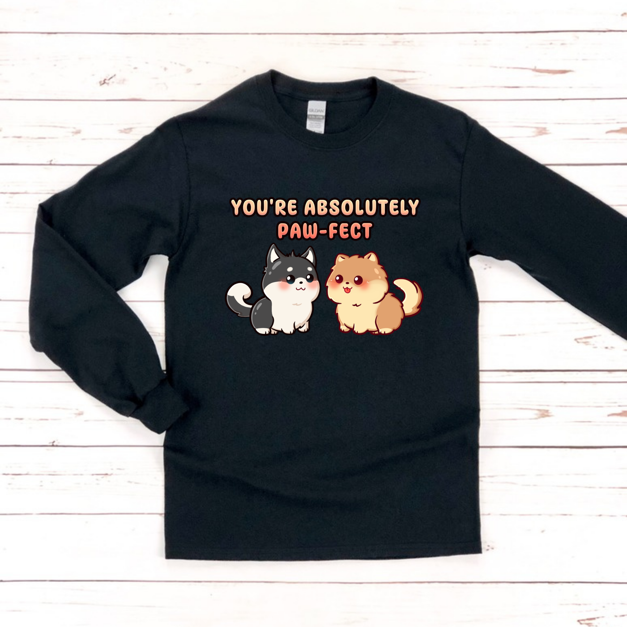 You're Absolutely Paw-fect Dog Couple - Husky & Pomeranian Long Sleeve Shirt