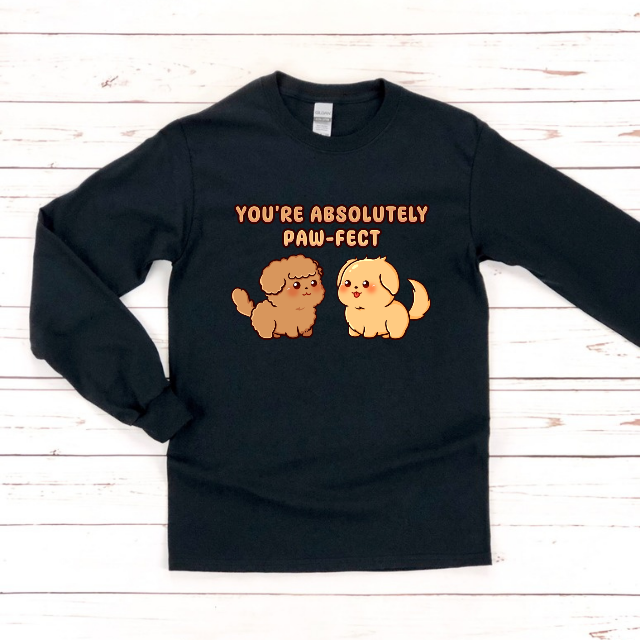 You're Absolutely Paw-Fect Dog Couple - Poodle & Golden Retriever Long Sleeve Shirt