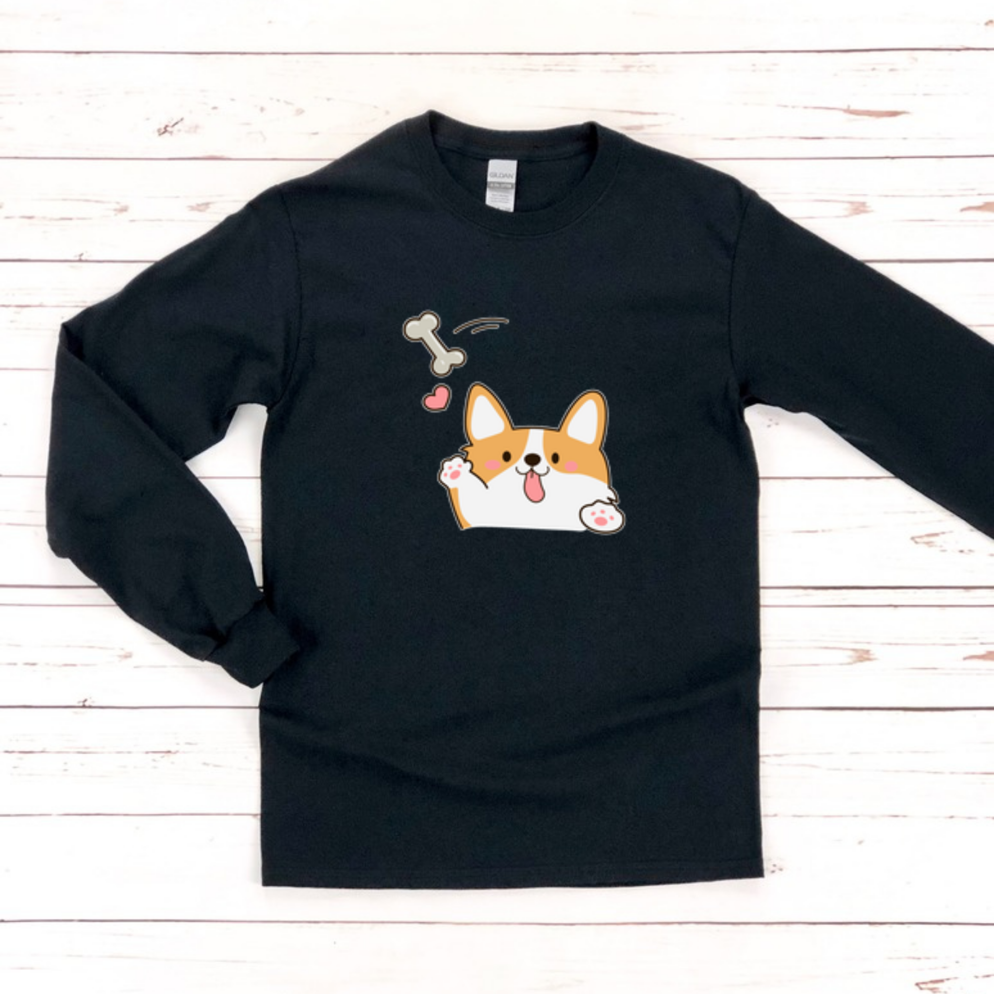 Dog Fetching Bone Long Sleeve Shirt