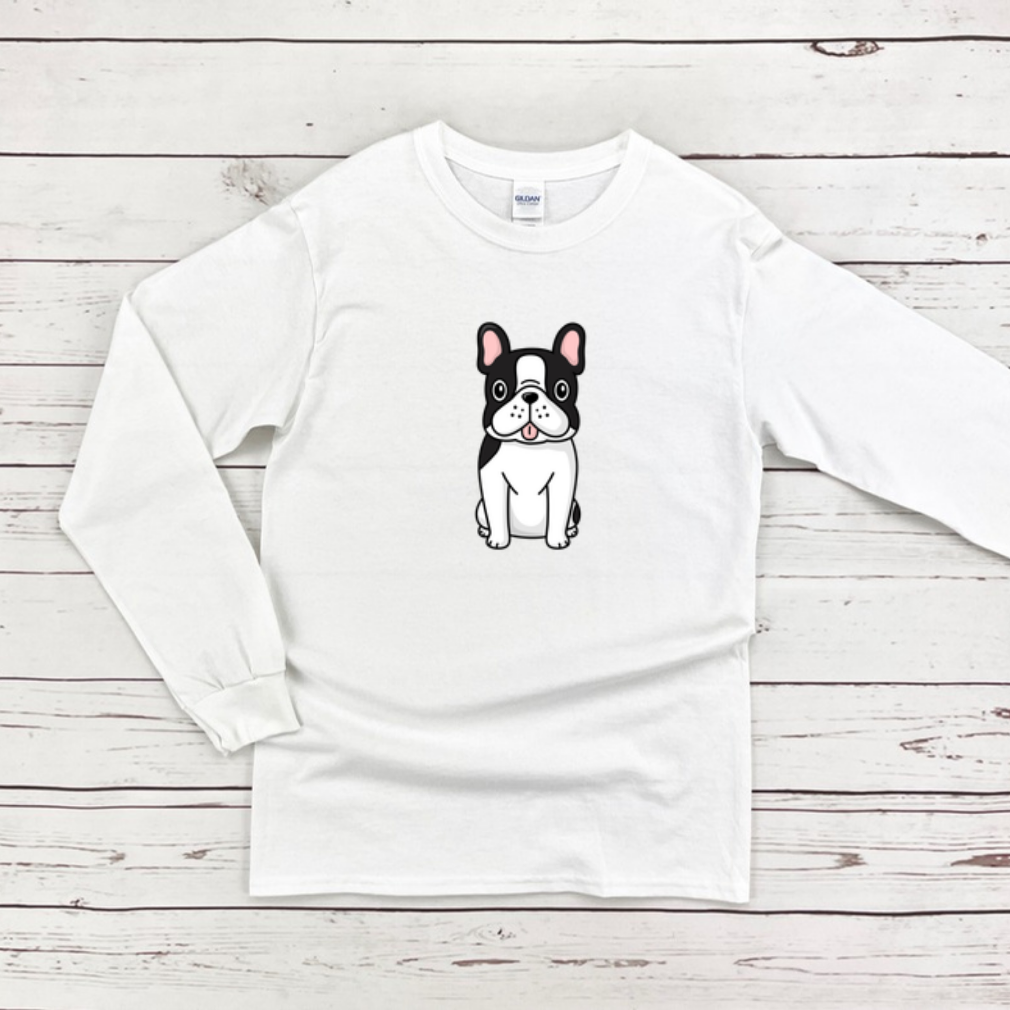 Black and White French Bulldog Long Sleeve Shirt