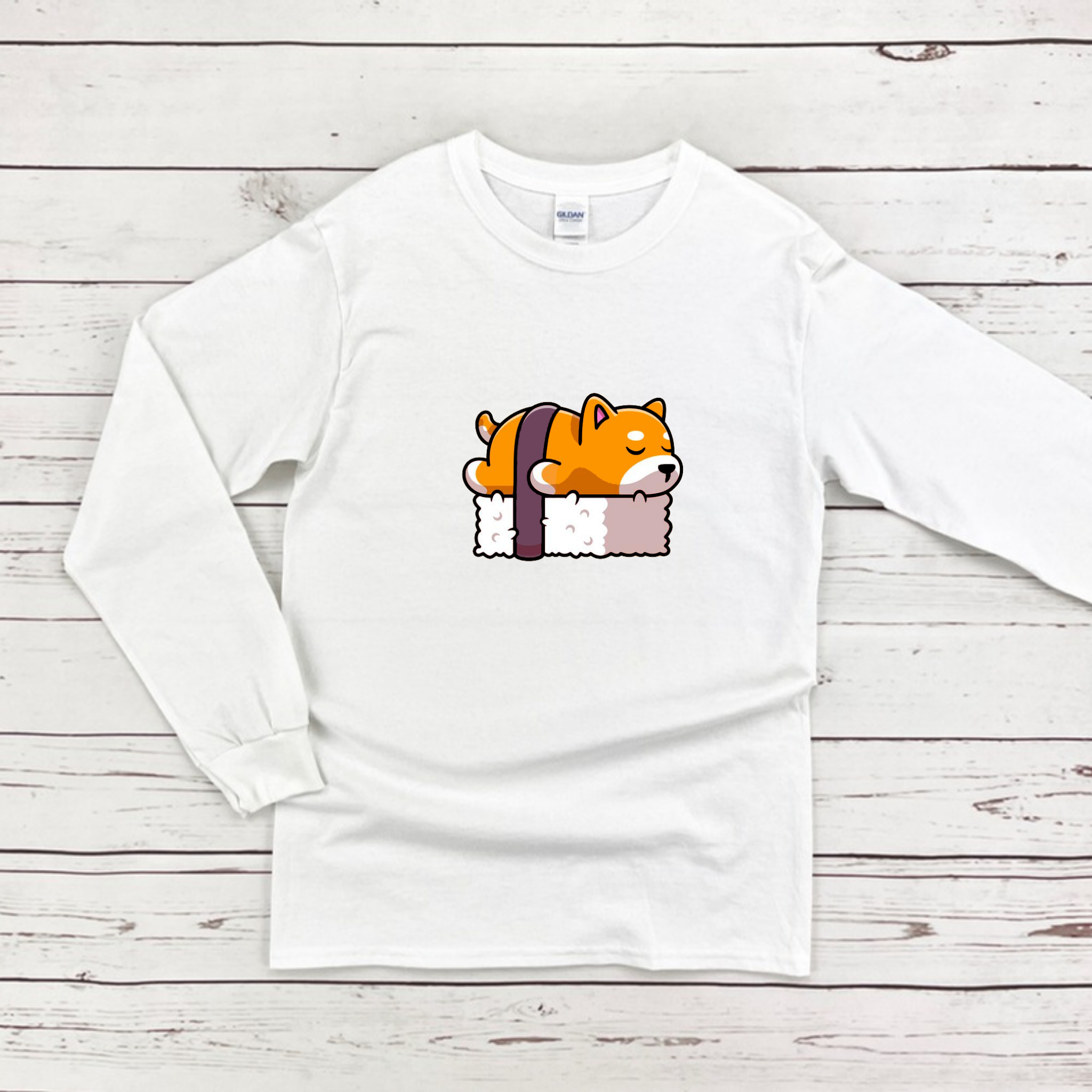 Dog Sleeping on Sushi Long Sleeve Shirt