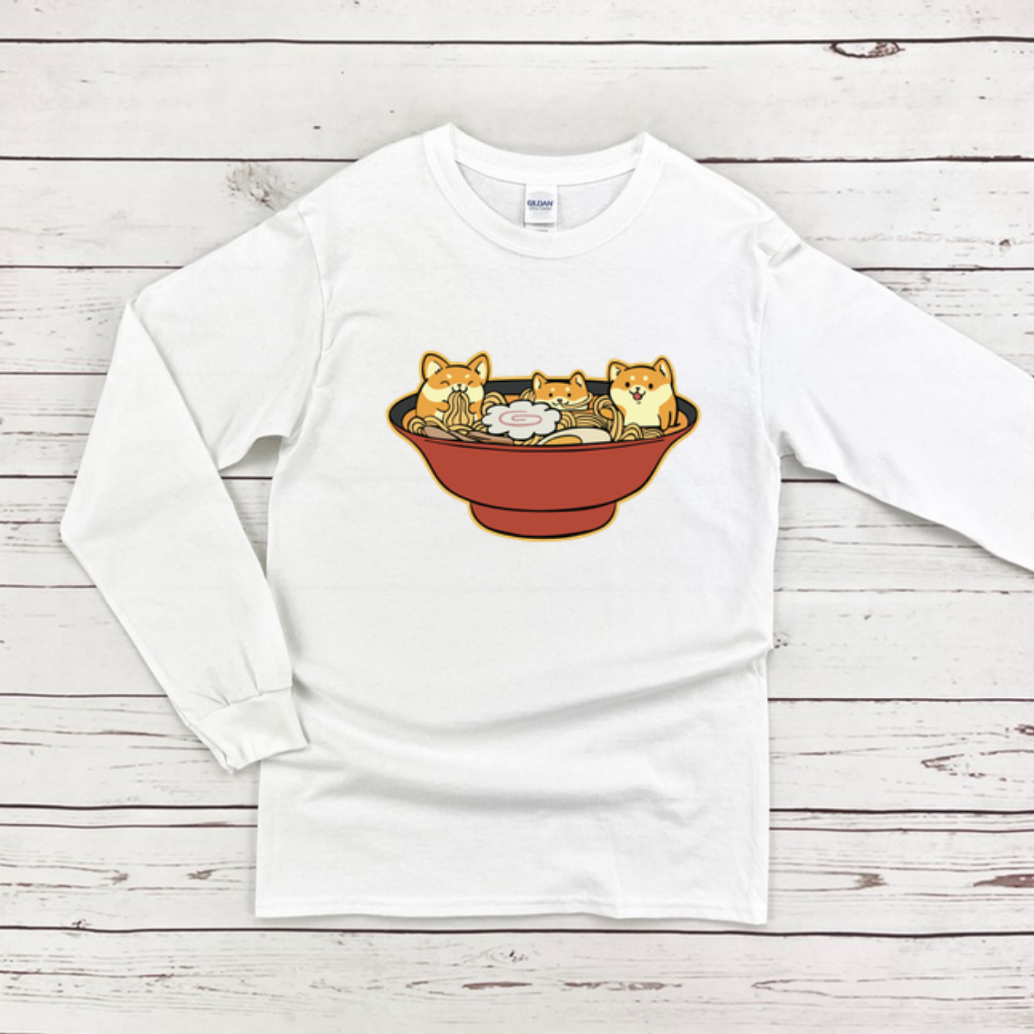 Shiba Inu Ramen Bowl Long Sleeve Shirt
