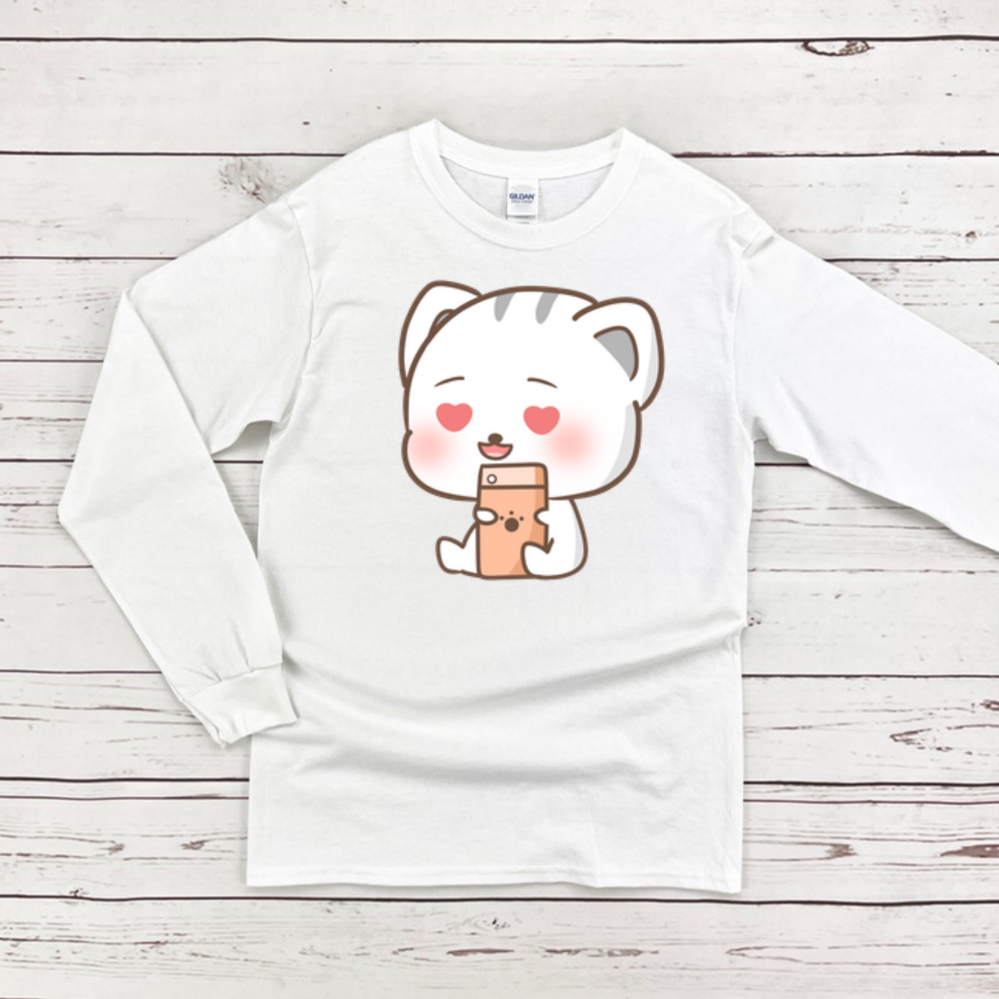 Texting in Love Kitten Long Sleeve Shirt