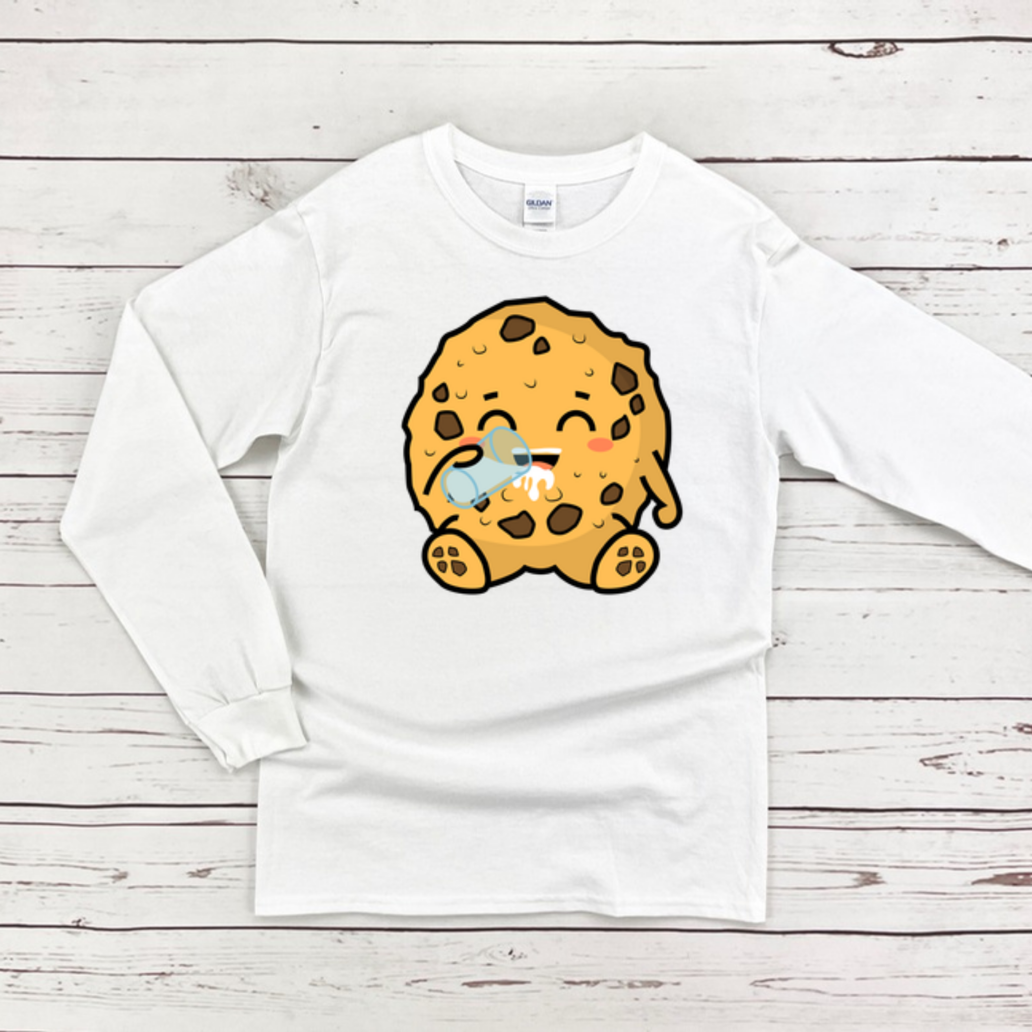 Cookie Drinking Milk Long Sleeve Shirt