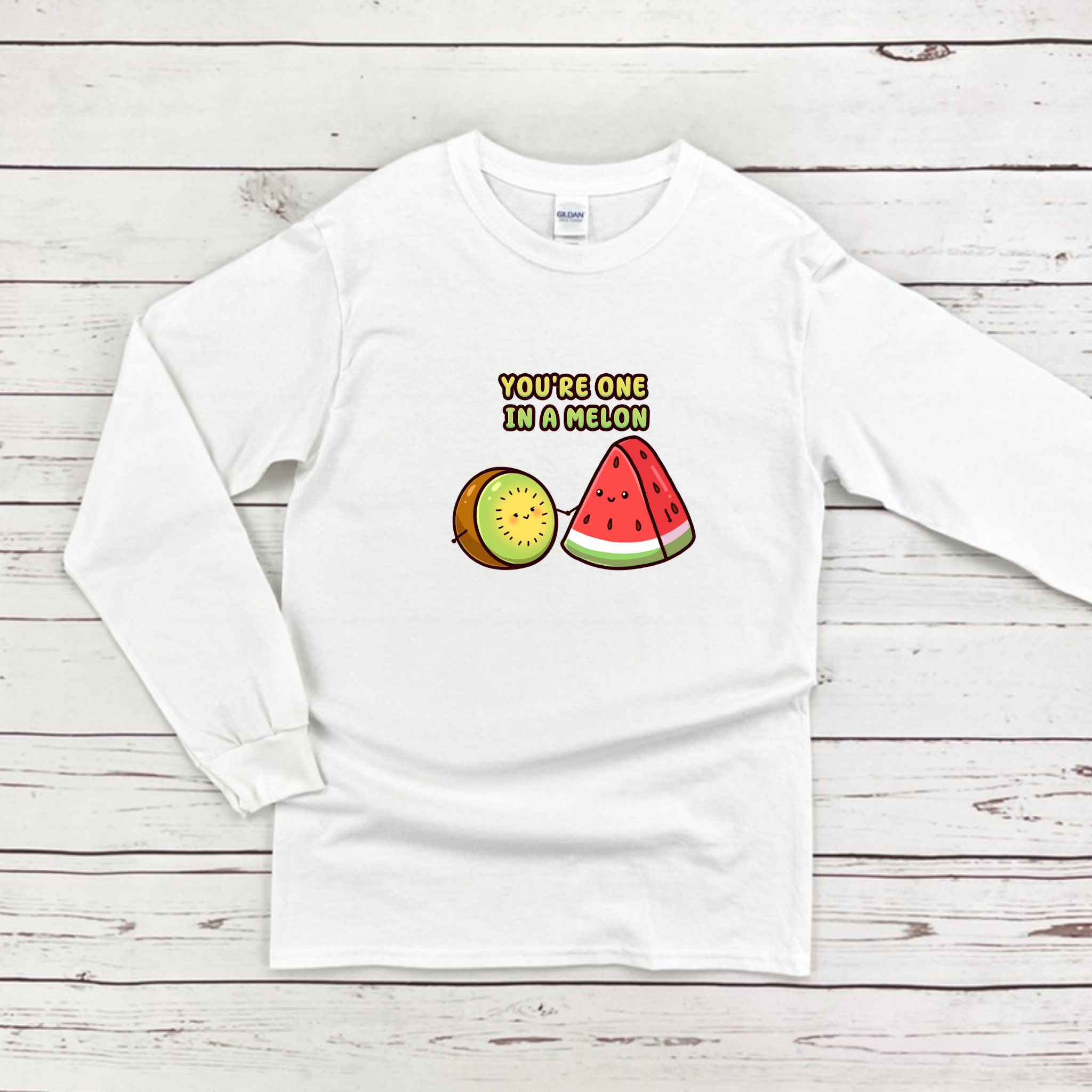 You're One in a Melon Kiwi and Watermelon Couple Long Sleeve Shirt