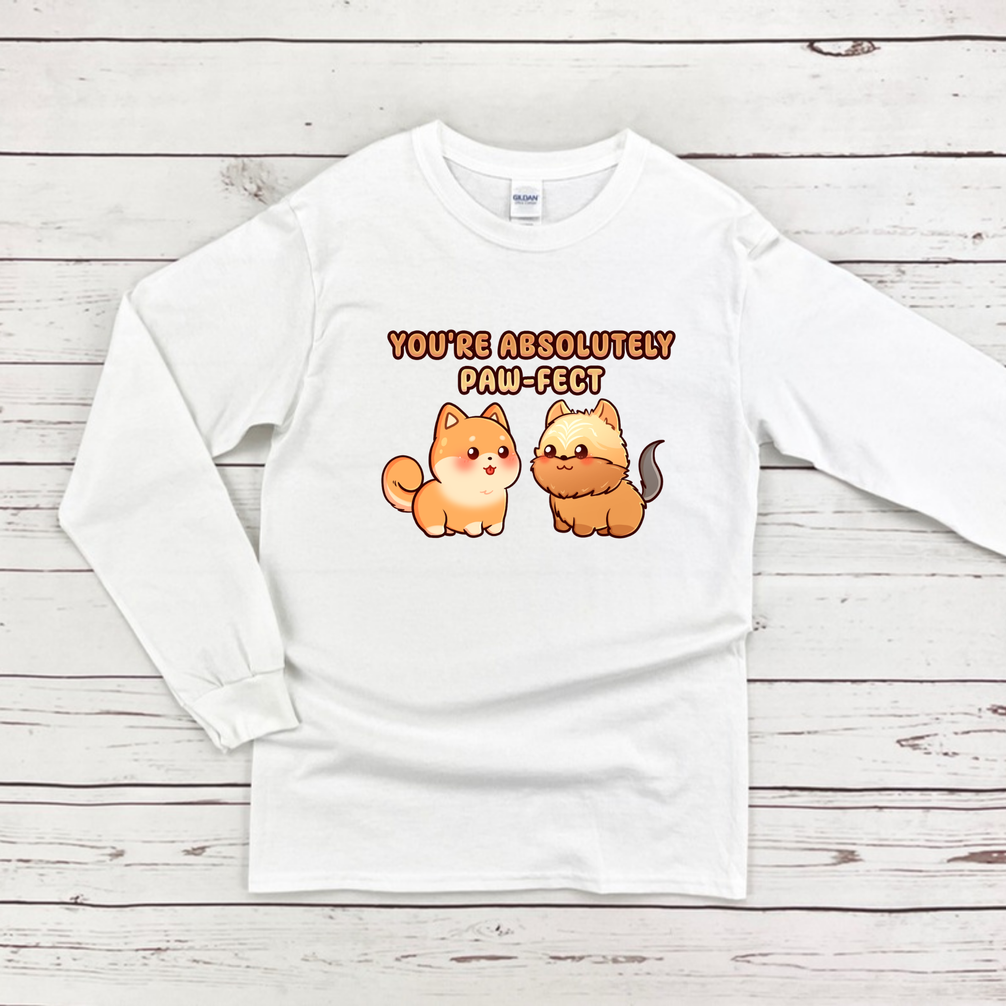 You're Absolutely Paw-fect Dog Couple - Shiba Inu & Yorkshire Terrier Long Sleeve Shirt