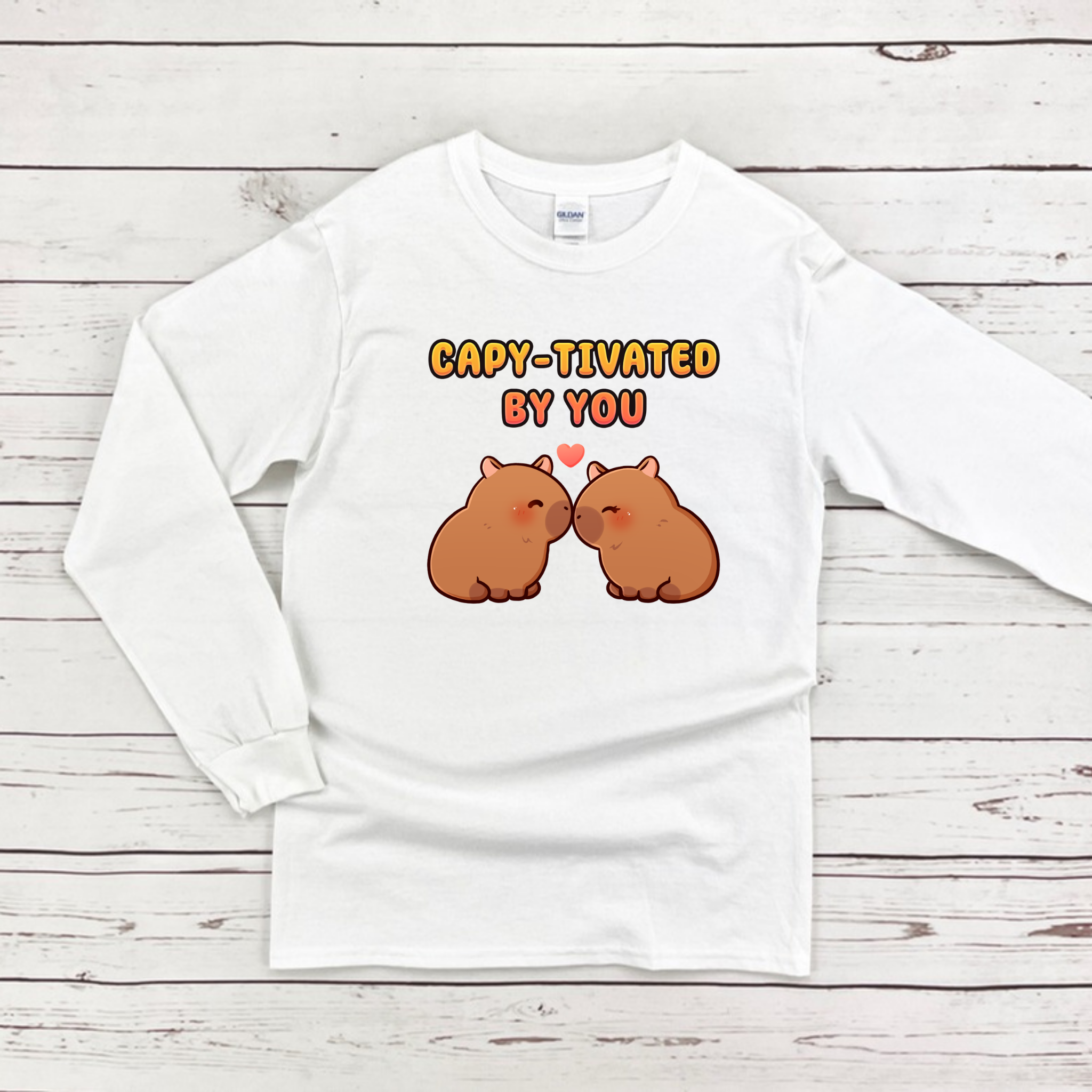 Capy-tivated by You Capybara Couple Long Sleeve Shirt