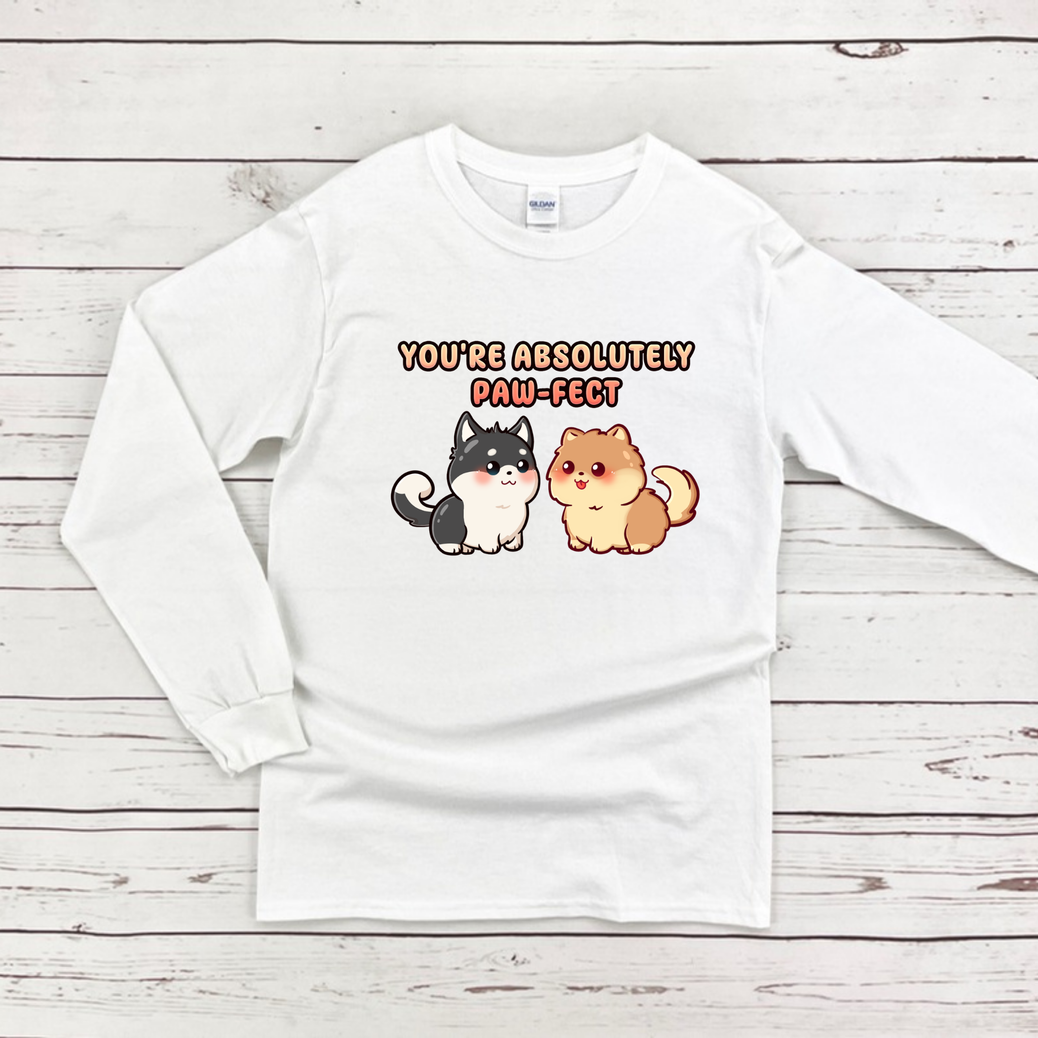 You're Absolutely Paw-fect Dog Couple - Husky & Pomeranian Long Sleeve Shirt