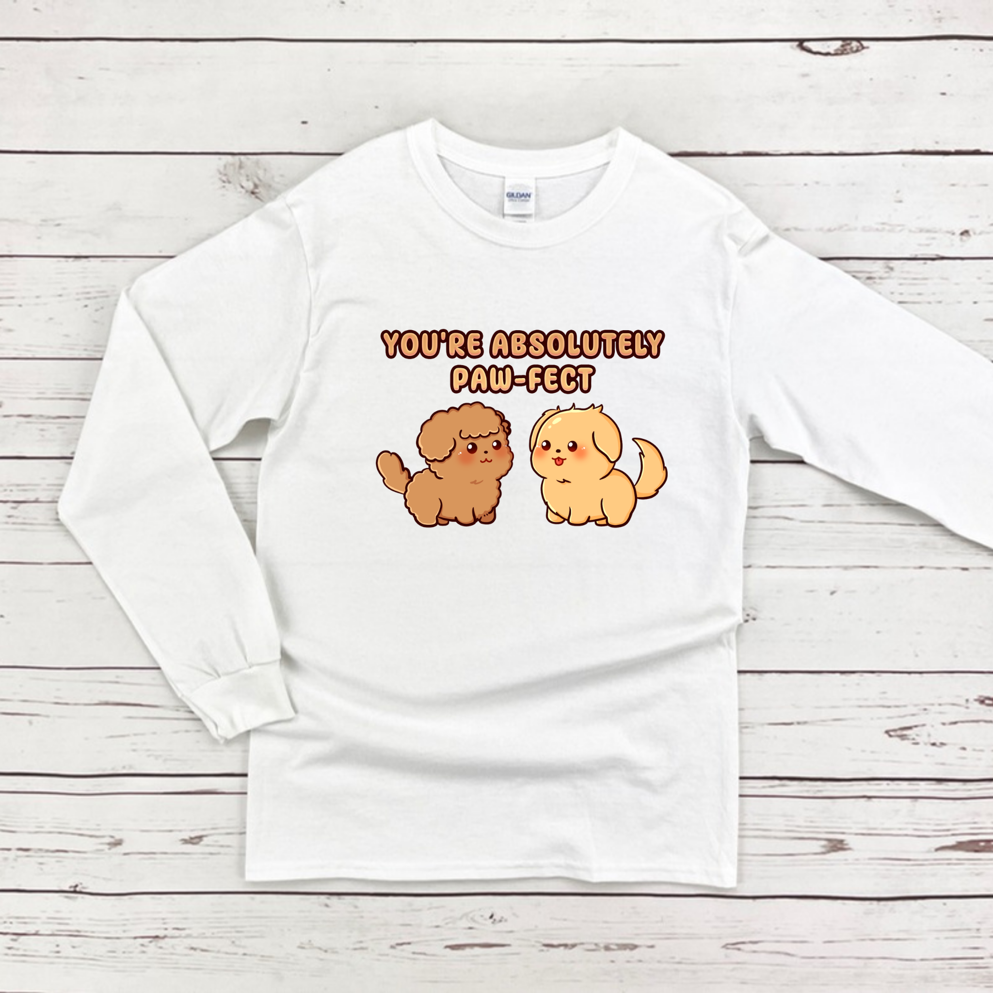 You're Absolutely Paw-Fect Dog Couple - Poodle & Golden Retriever Long Sleeve Shirt