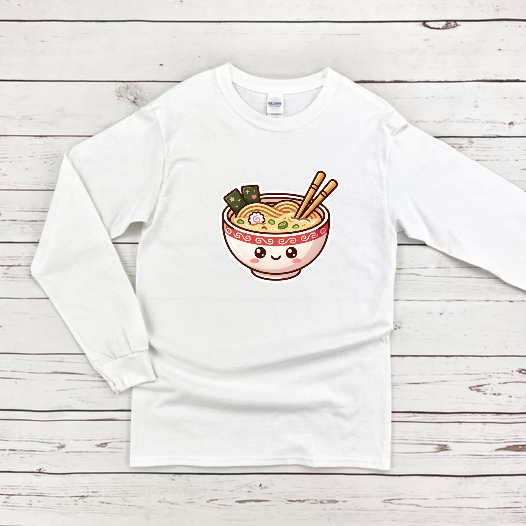 Happy Ramen Bowl Mascot Long Sleeve Shirt