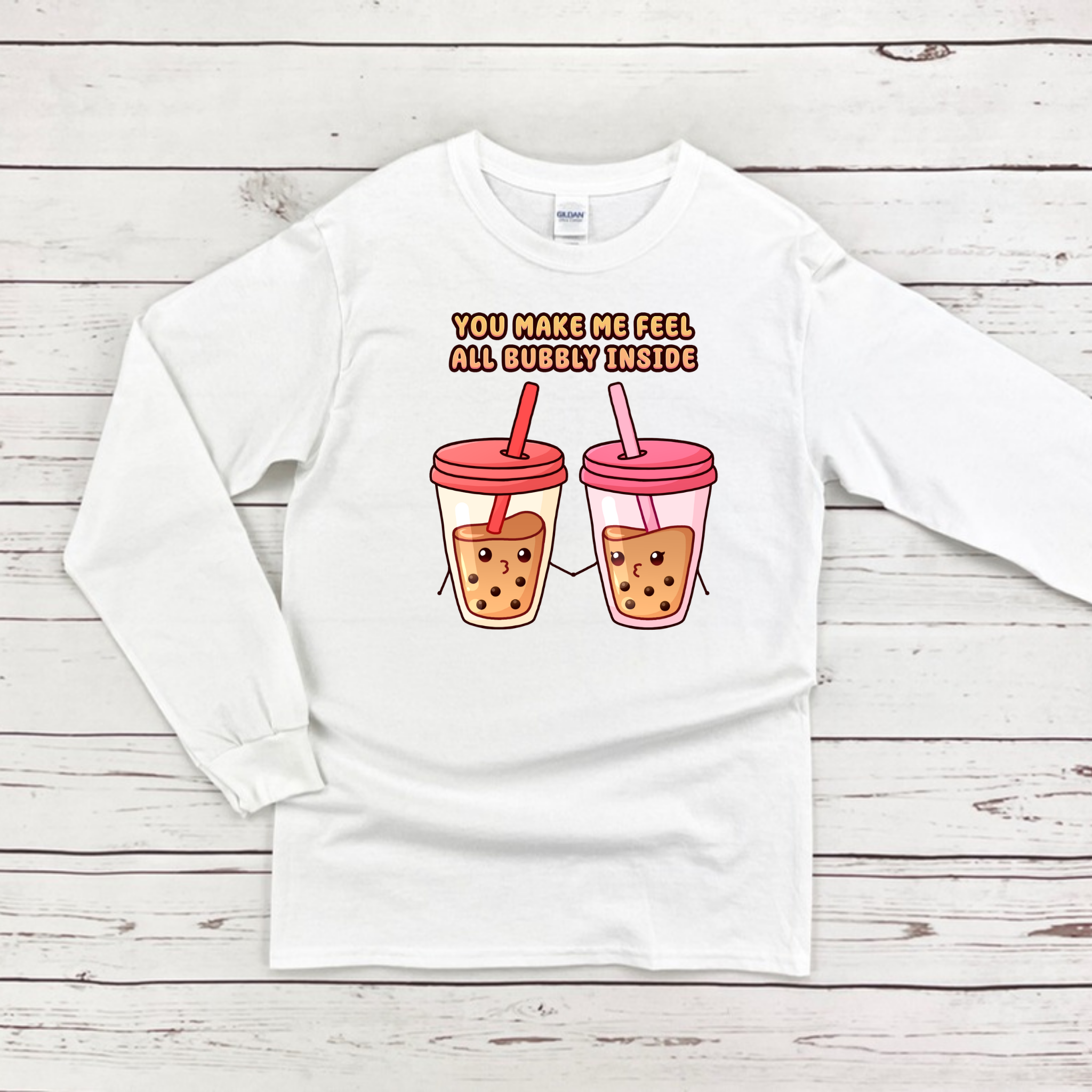 You Make Me Feel All Bubbly Inside Boba Tea Couple Long Sleeve Shirt