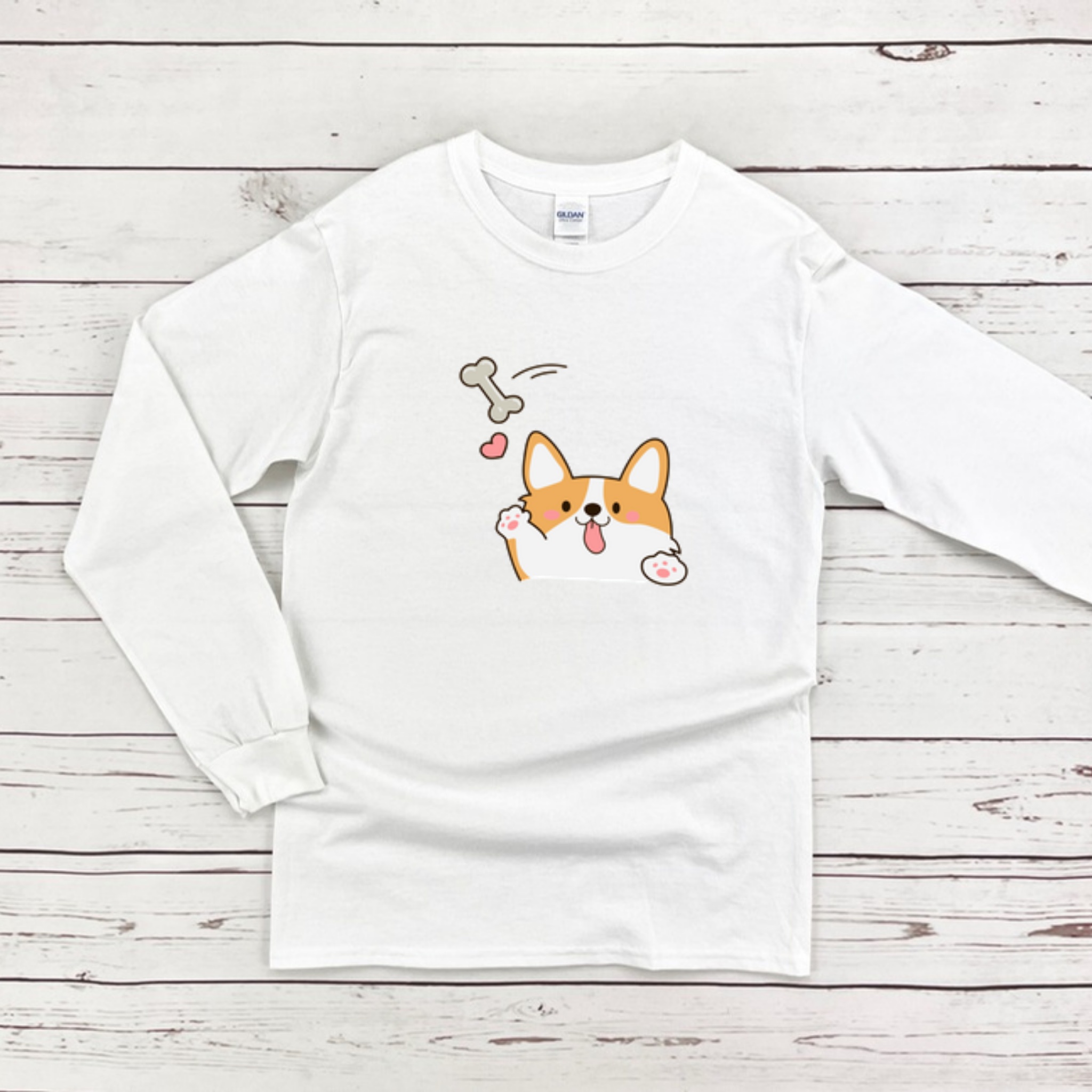 Dog Fetching Bone Long Sleeve Shirt