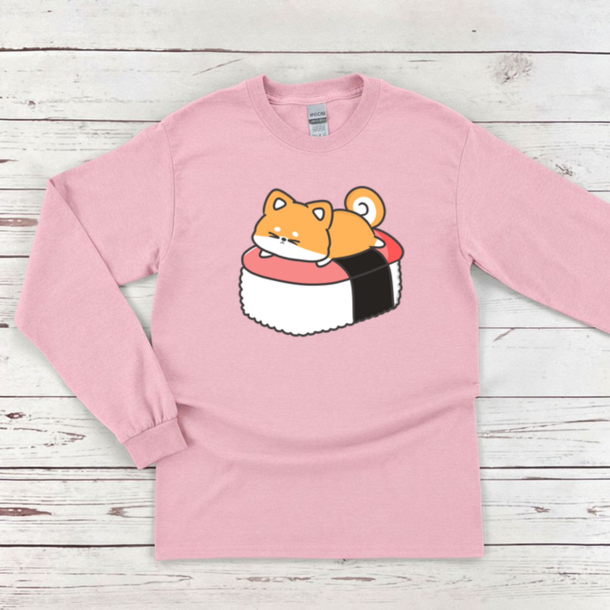 Puppy on Sushi Bed Long Sleeve Shirt