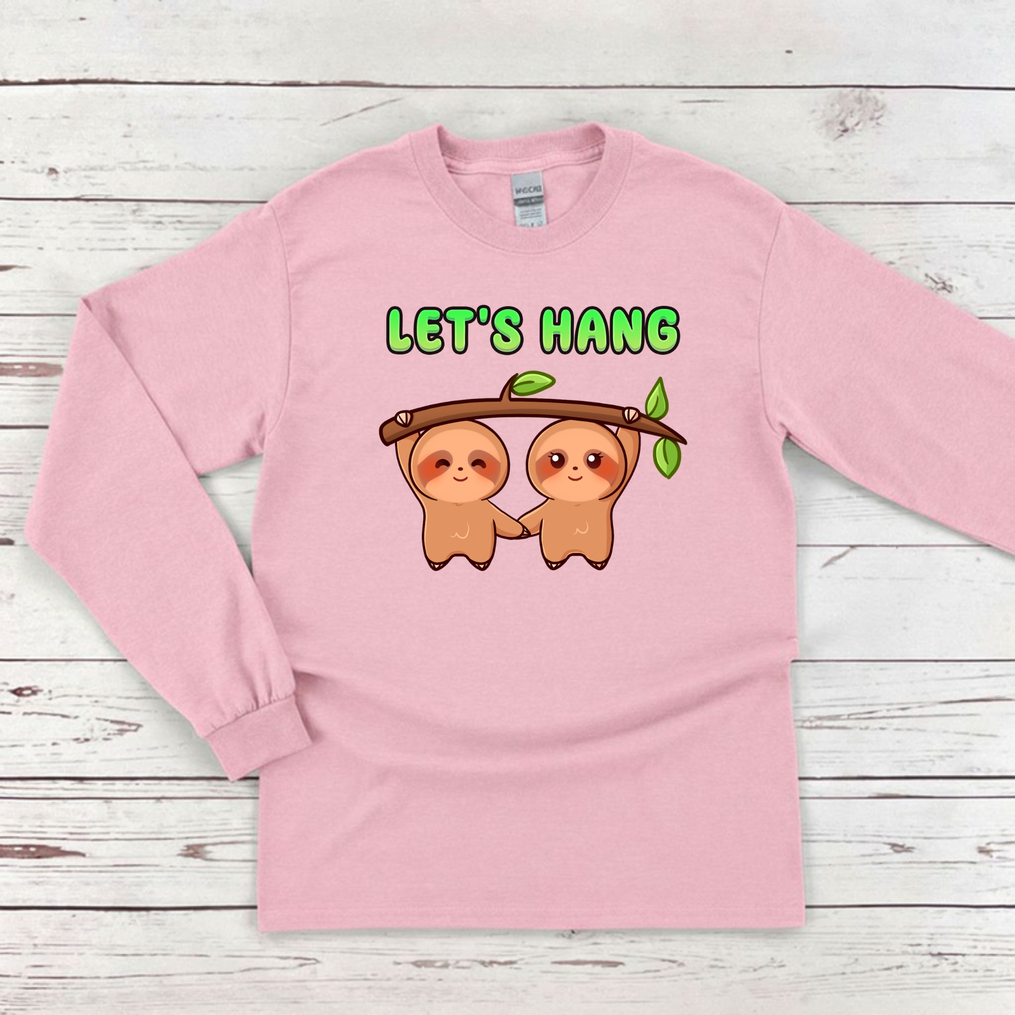 Let's Hang Sloth Couple Long Sleeve Shirt